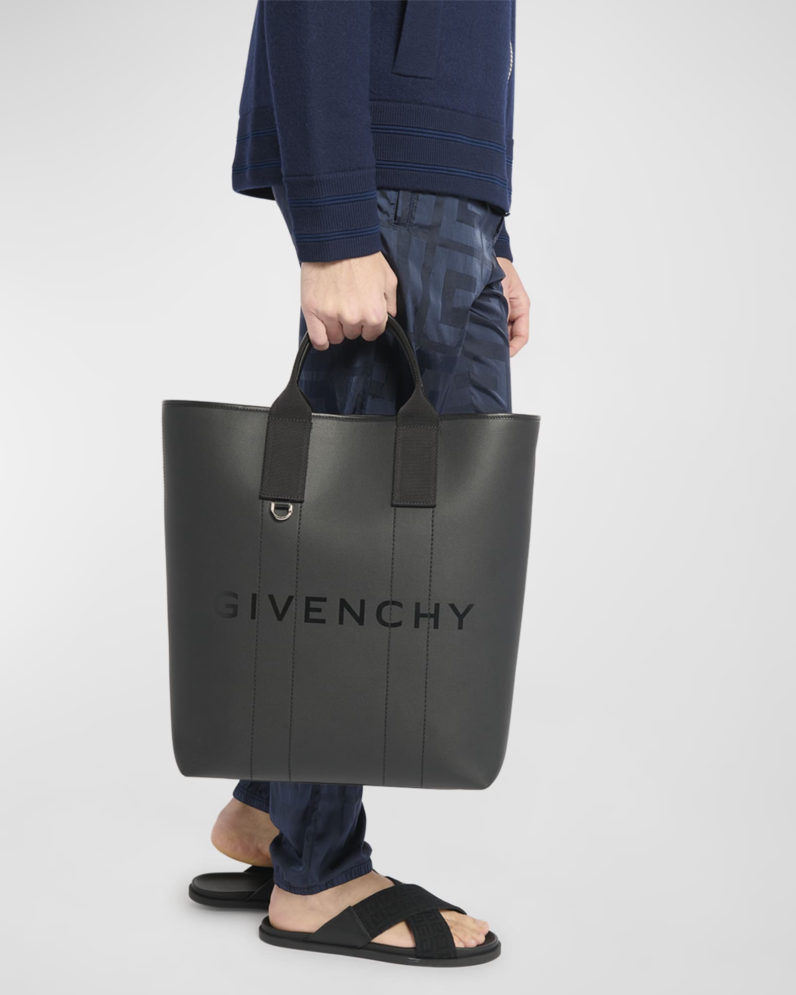 Givenchy - Men - G-Essentials logo-print Leather-trimmed Coated-canvas Tote Bag Black