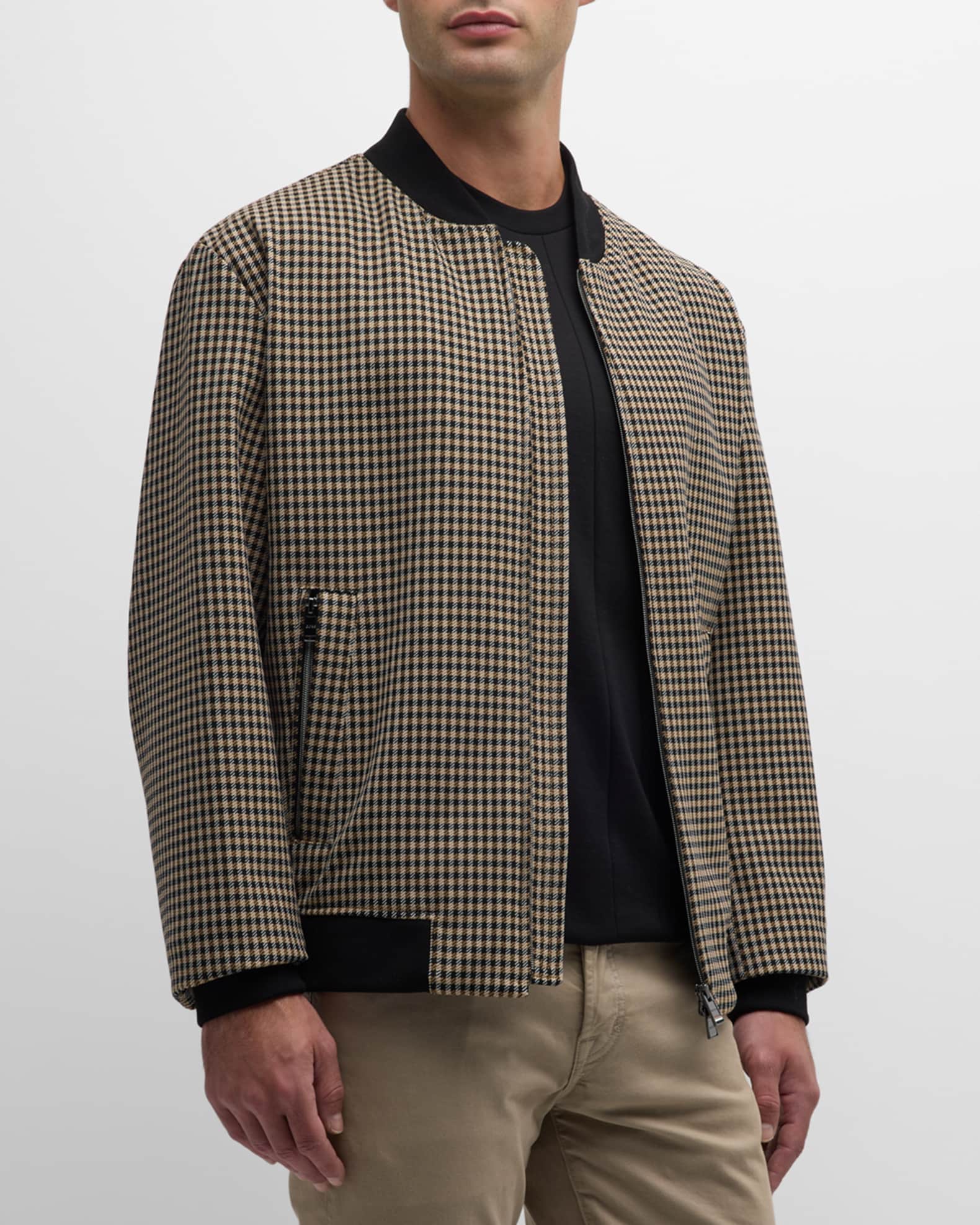 BOSS Men's Houndstooth Bomber Jacket Neiman Marcus