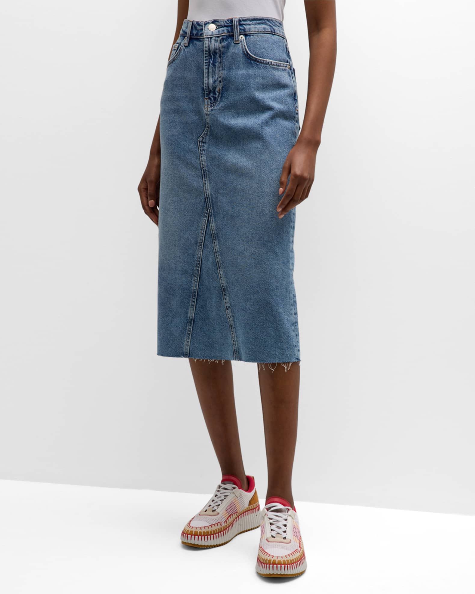 Rails Highland Denim Midi Skirt | Neiman Marcus