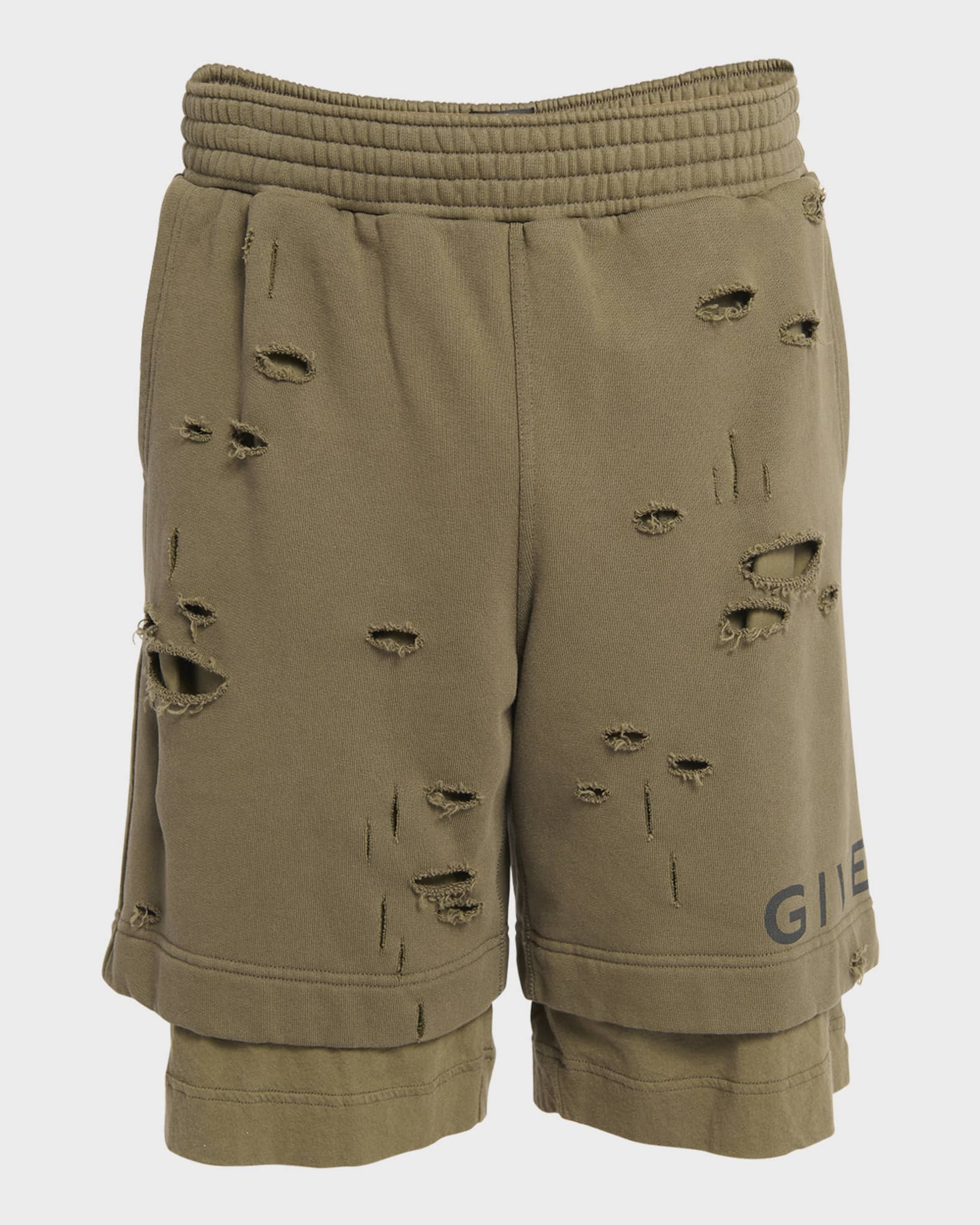 Men's Double-Layer Destroyed Sweat Shorts