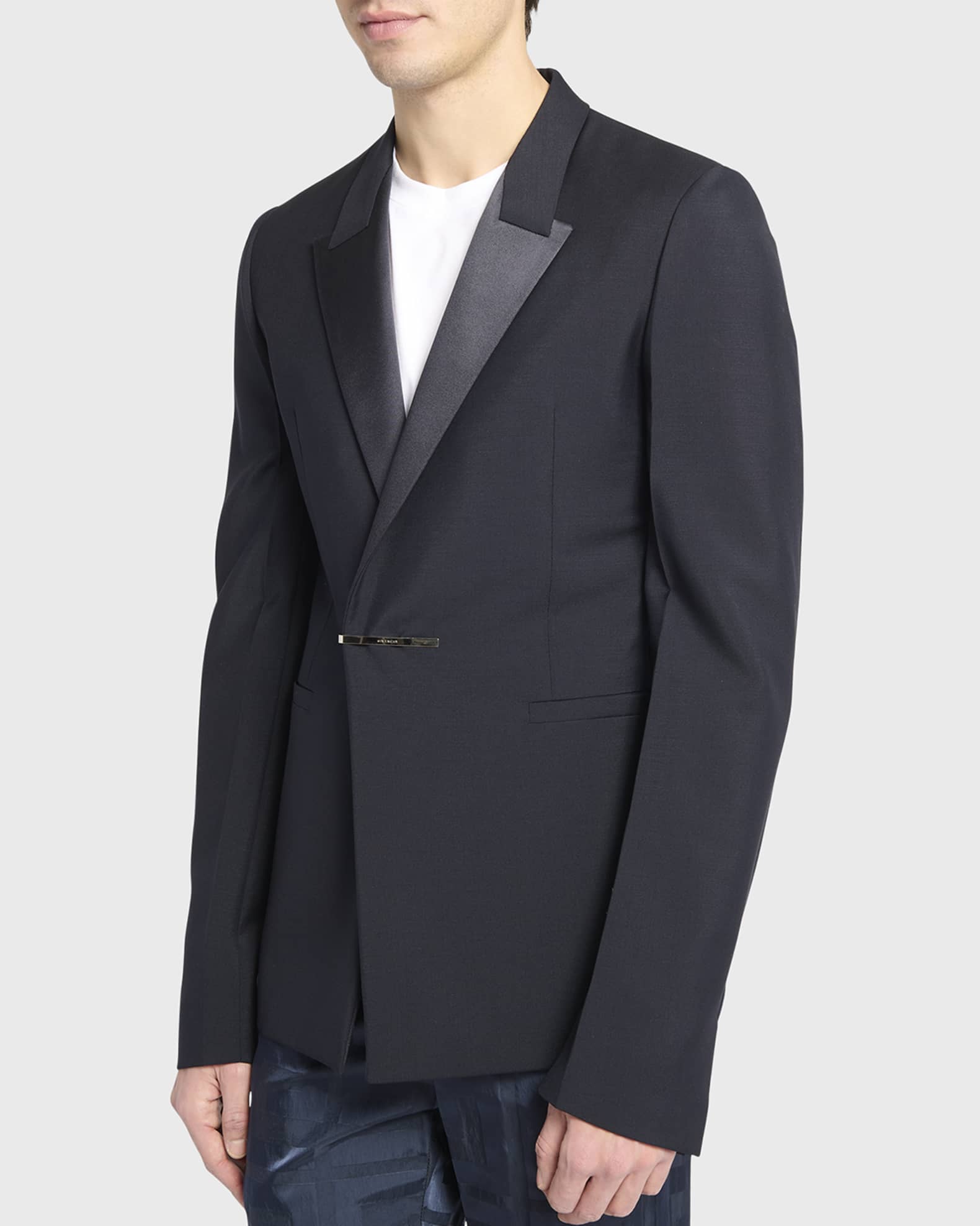 Men's Evening Jacket with Metal Clip Closure - Thumbnail 2
