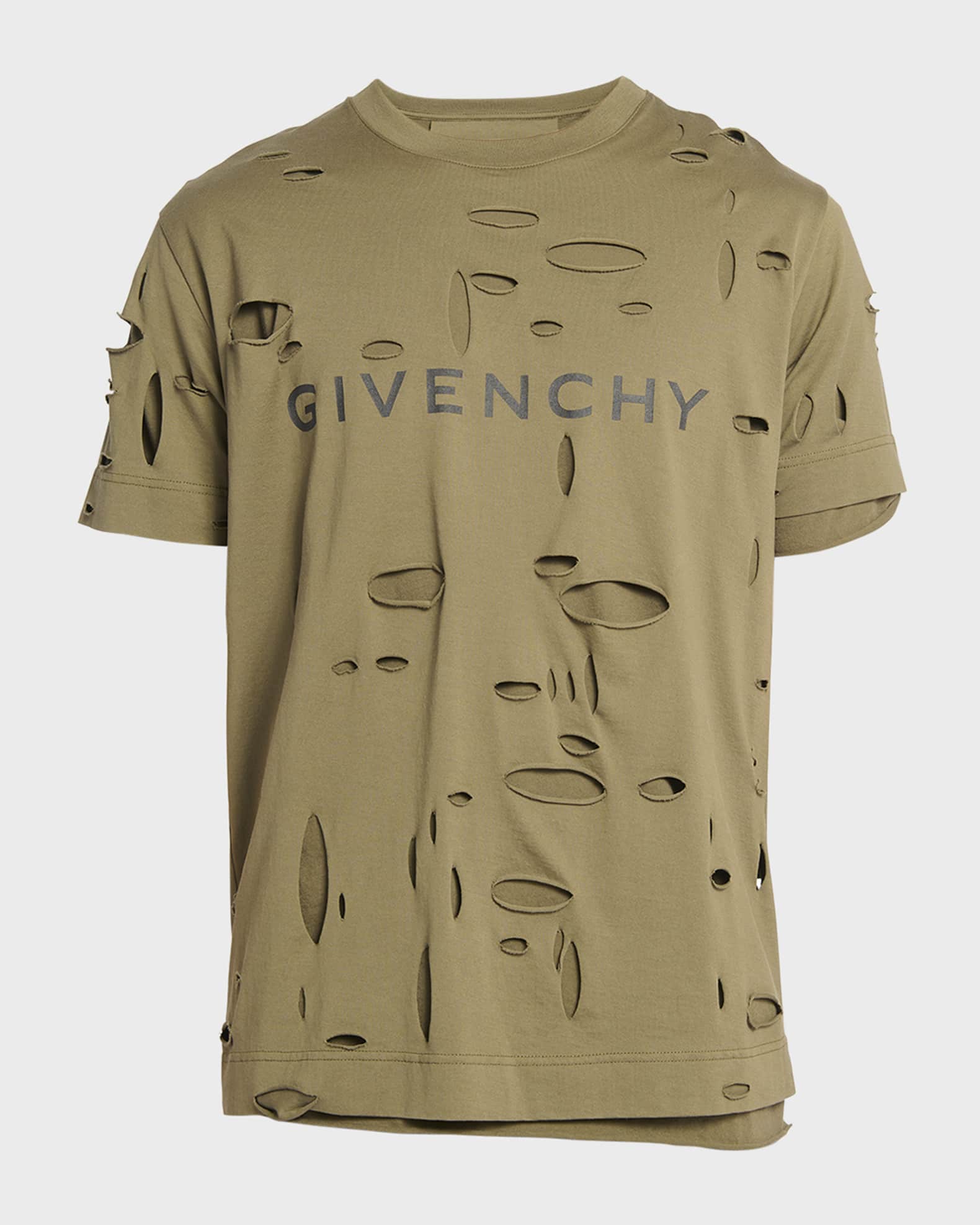 Givenchy Men's Destroyed Double-Layer T-Shirt | Neiman