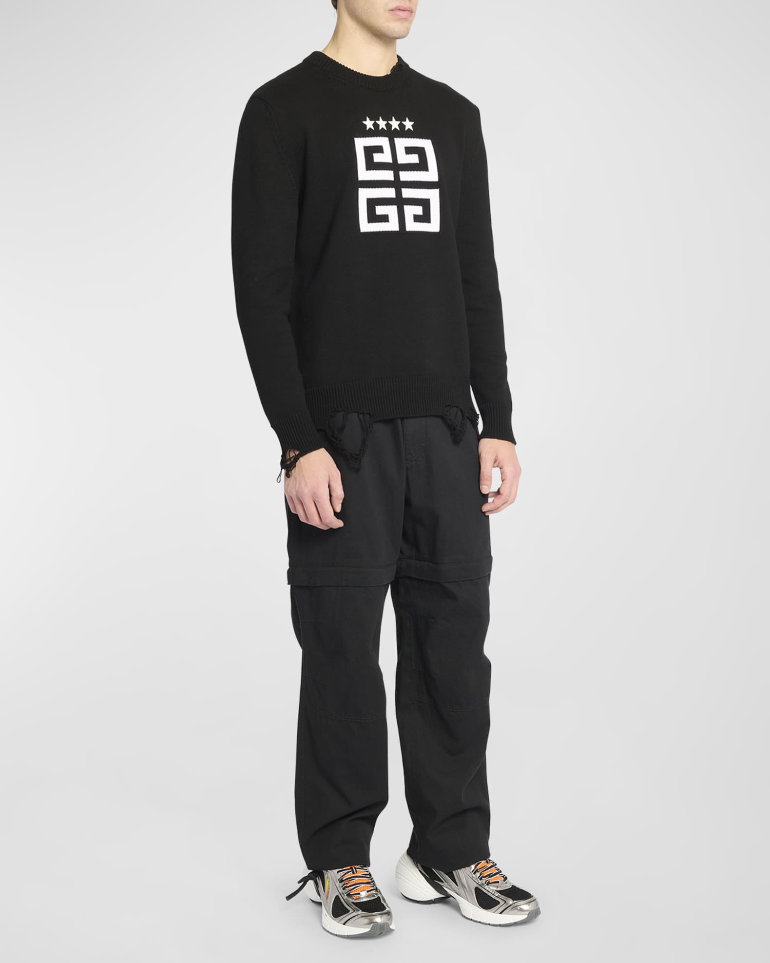 Givenchy Men's Star Embroidered 4G Logo Sweater | Neiman Marcus
