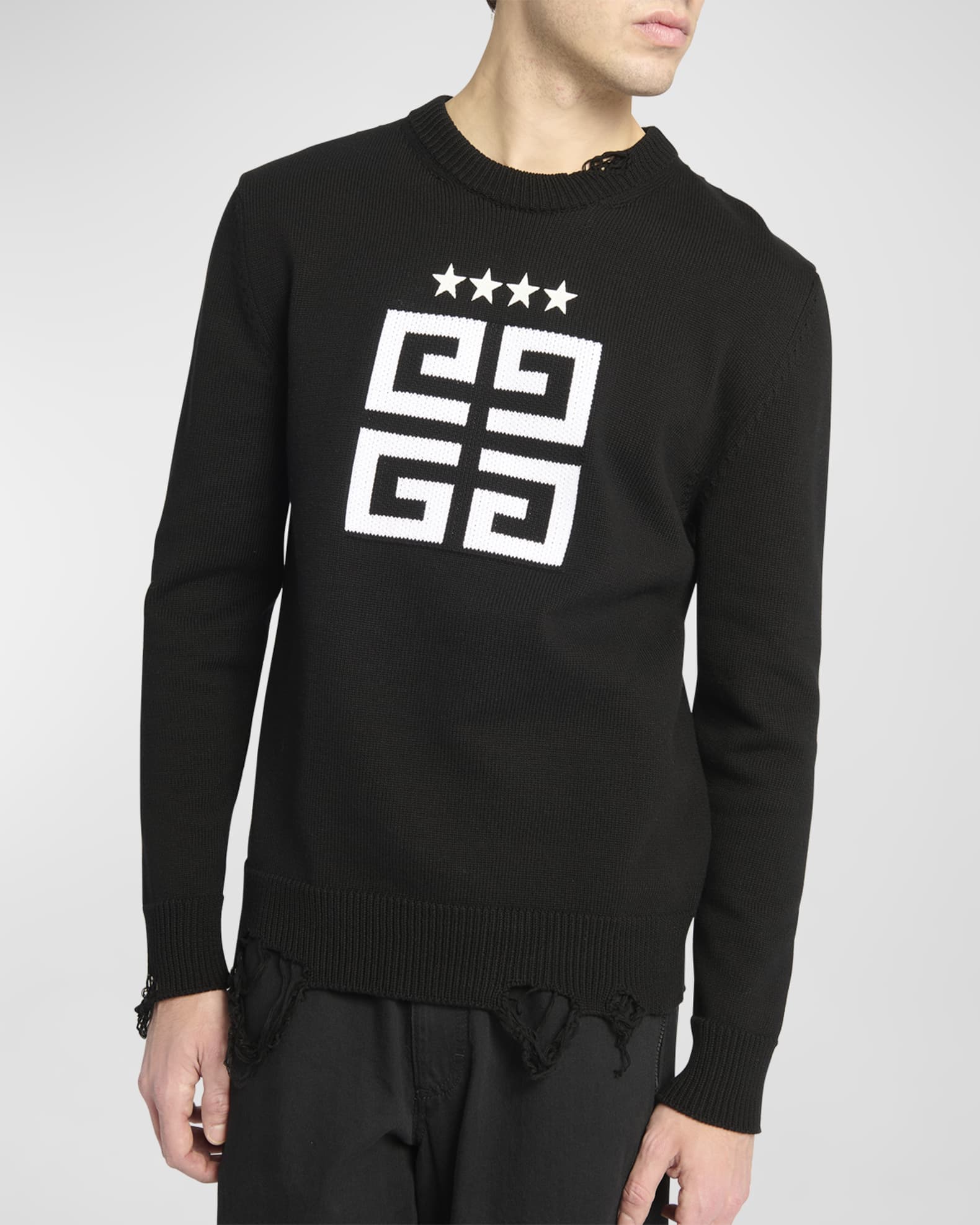 Givenchy Men's Star Embroidered 4G Logo Sweater | Neiman Marcus