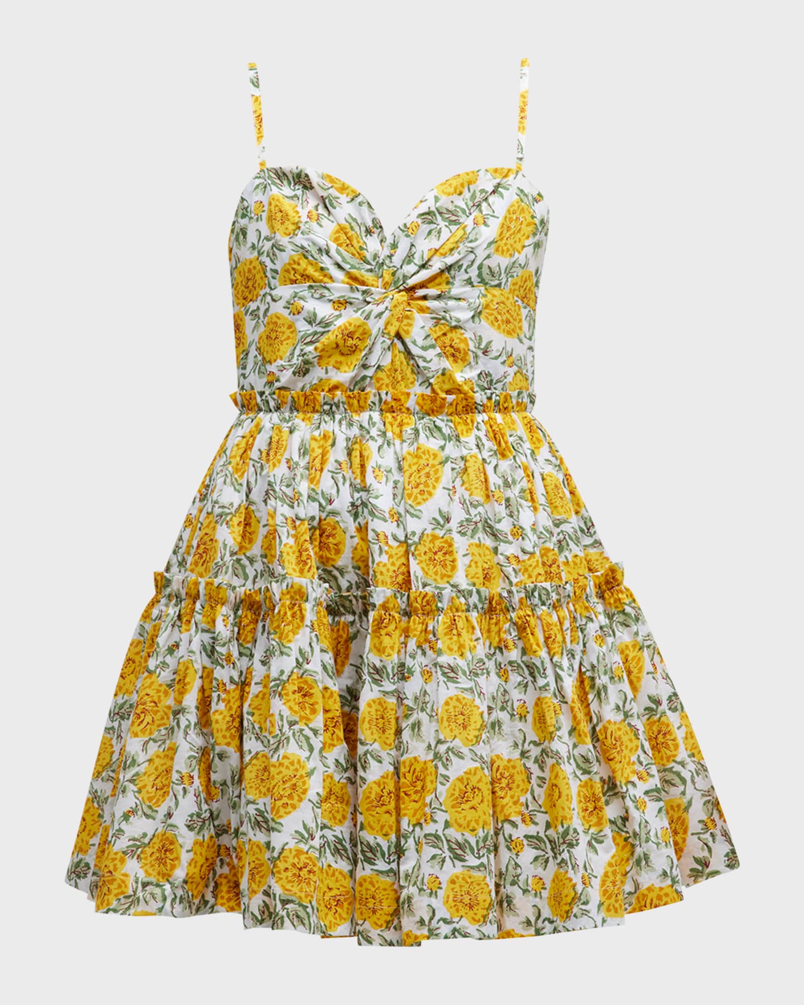 EDDY Kelsey Tie-Back Tiered Floral Mini Dress | Neiman Marcus