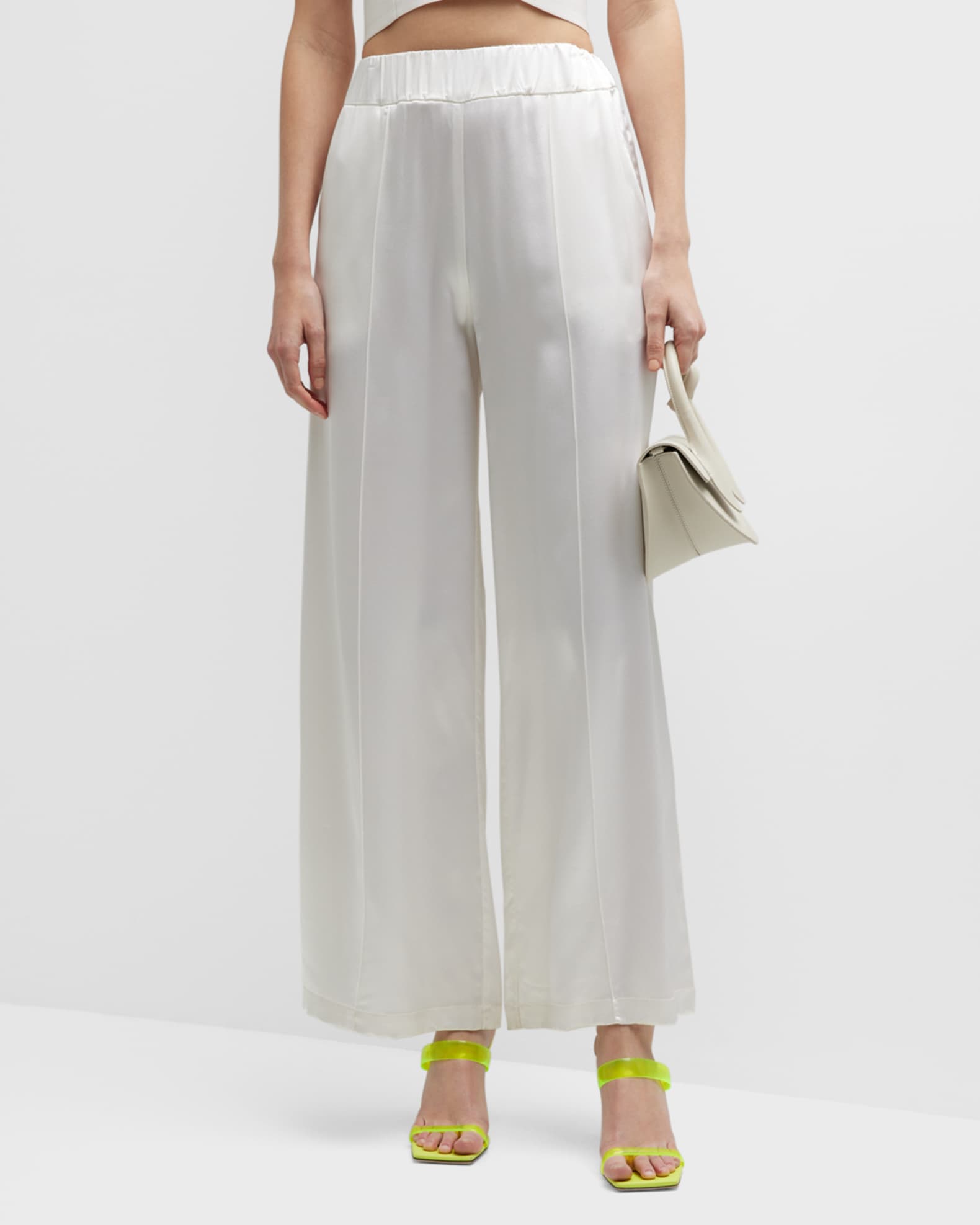 SPRWMN WideLeg Silk Pants with Pintucks Neiman Marcus