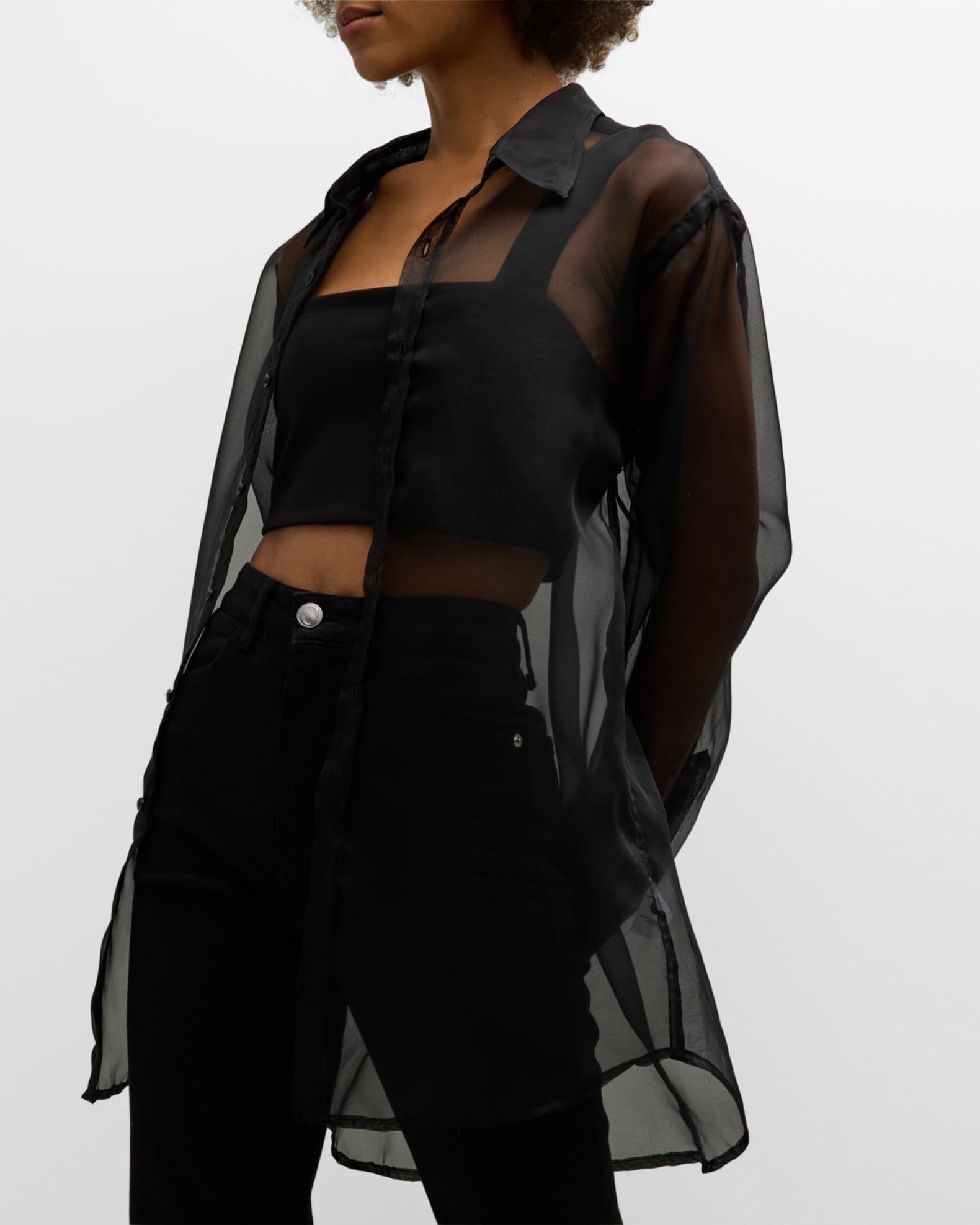 100% Silk Sheer Loose-Fit Shirts