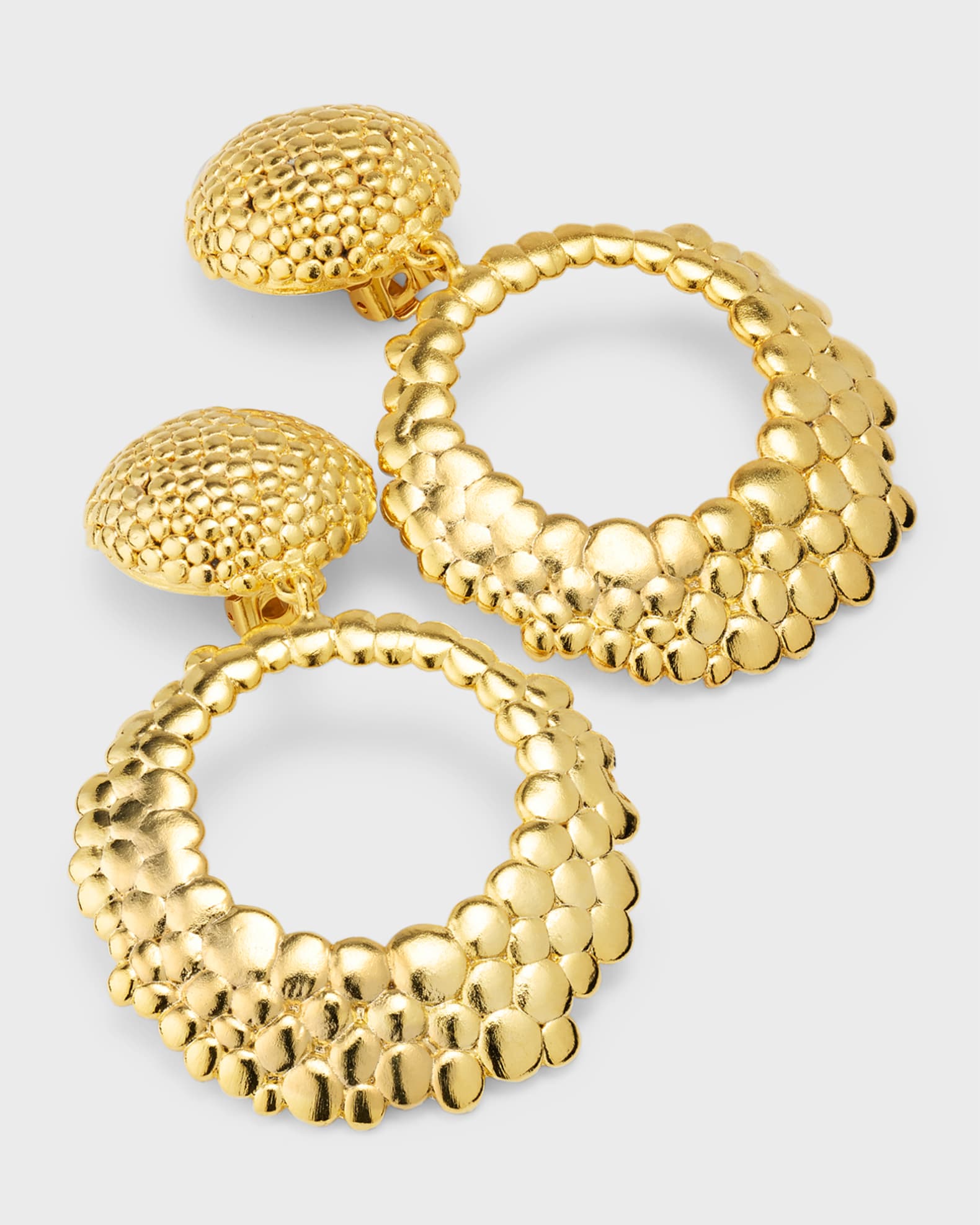 Jay Lane Round Gold Hammered ClipOn Hoop Earrings Neiman Marcus