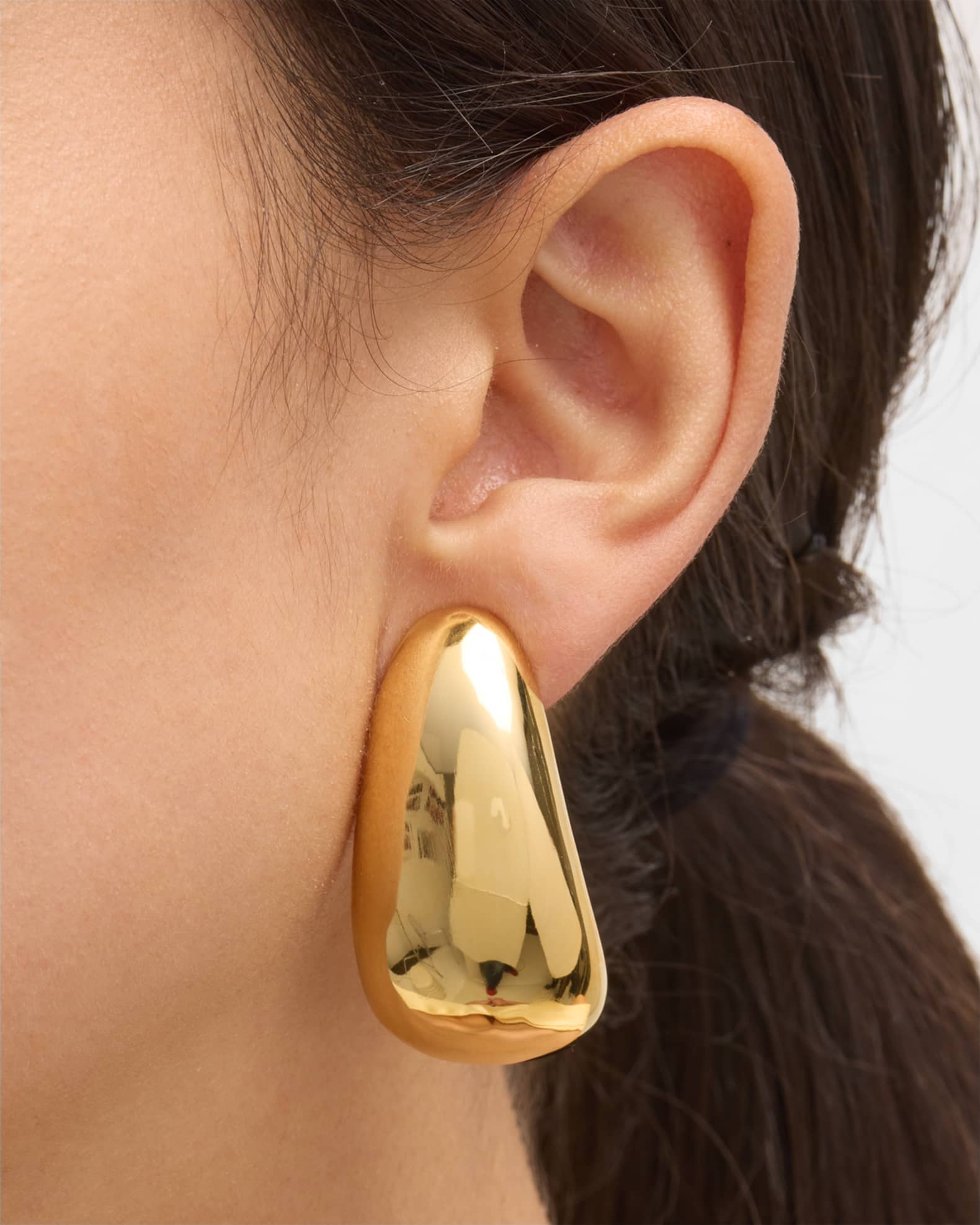 Polished Gold Long Tapered Clip-On Hoop Earrings 1
