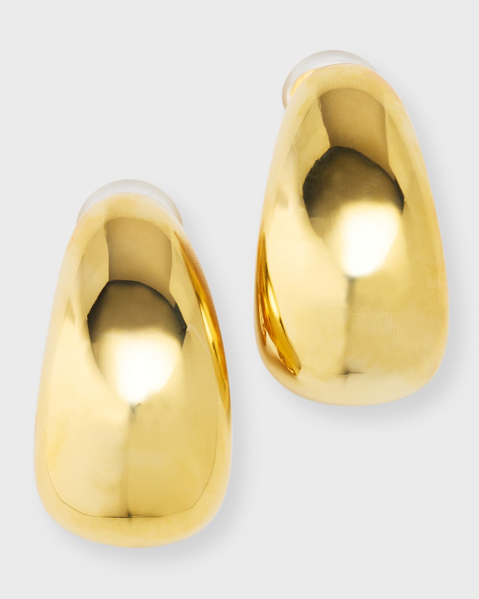 Polished Gold Long Tapered Clip-On Hoop Earrings 0