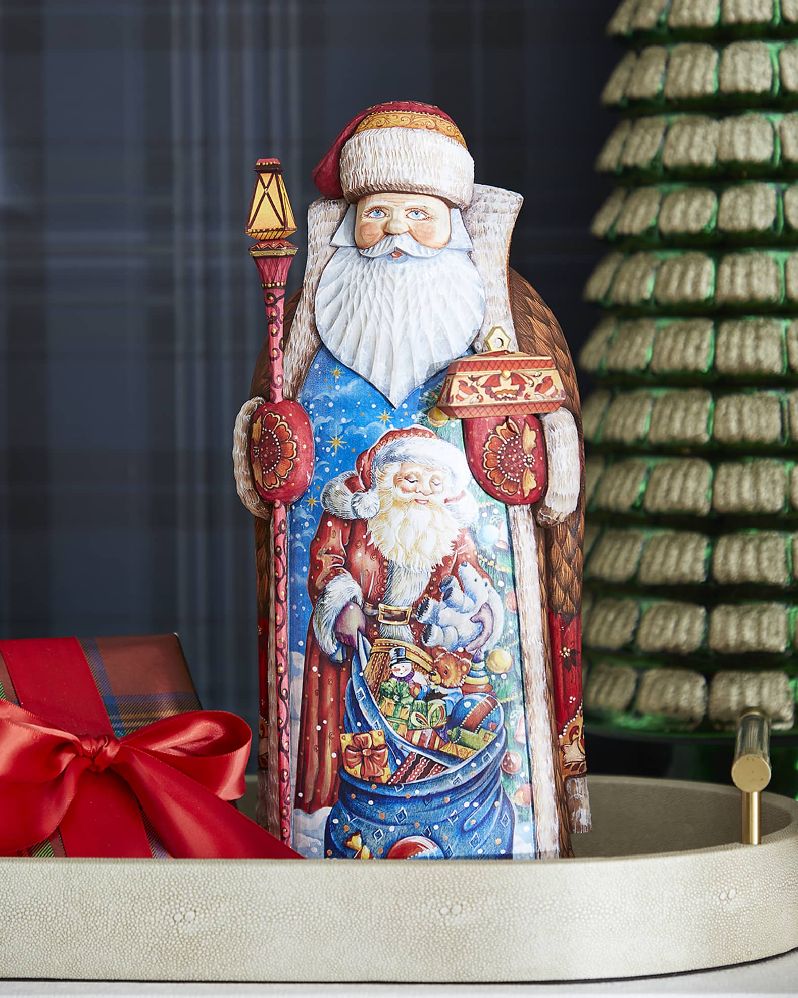 G Debrekht Gift-Giver Bag Santa Wood Carved Masterpiece Figurine by G. Debrekht