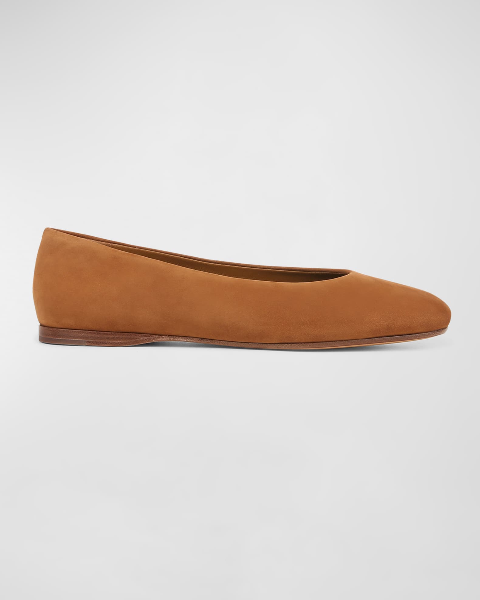 Vince Leah Leather Square-Toe Ballerina Flats