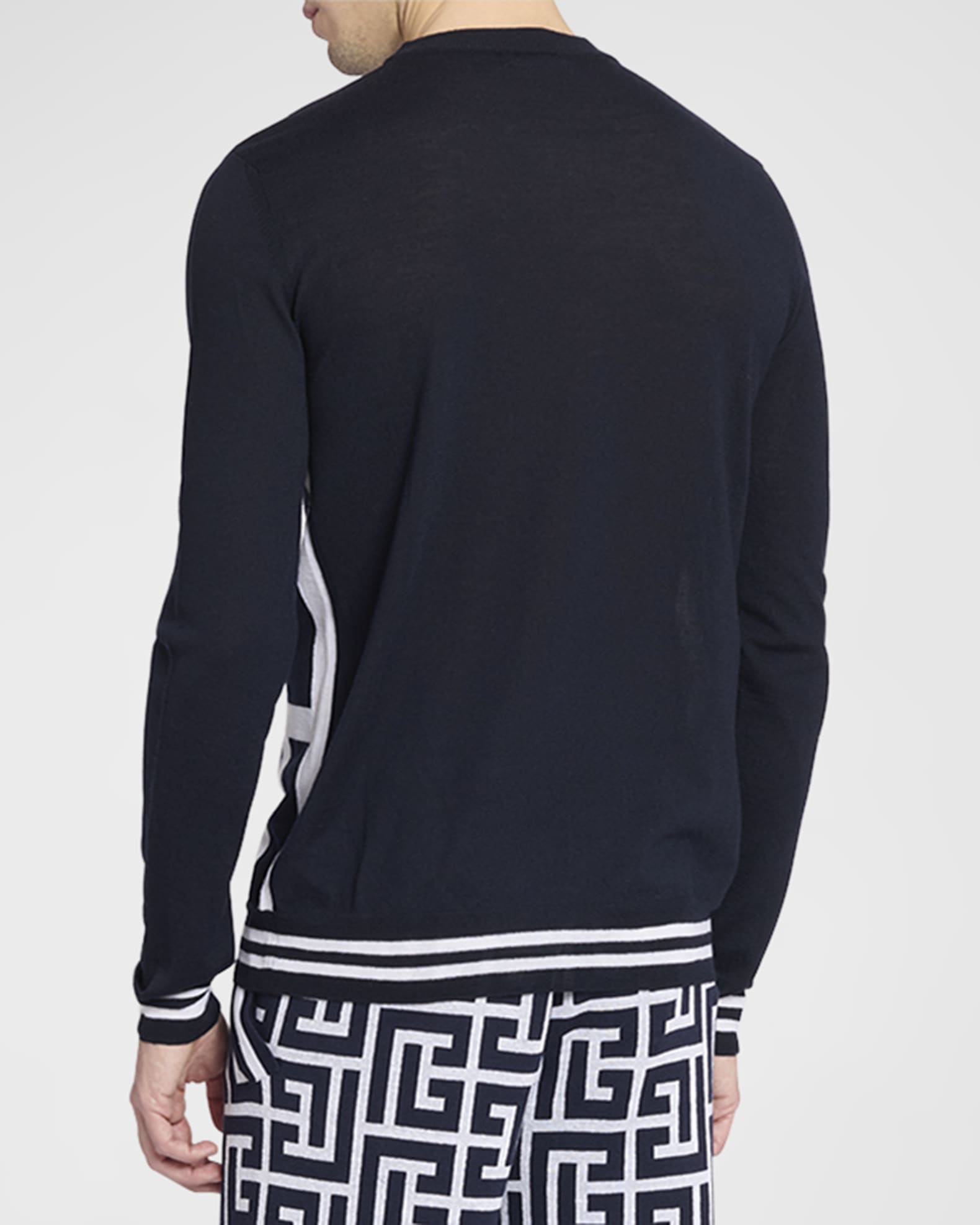 Balmain Men's Maxi Monogram Scarf Sweater | Neiman Marcus