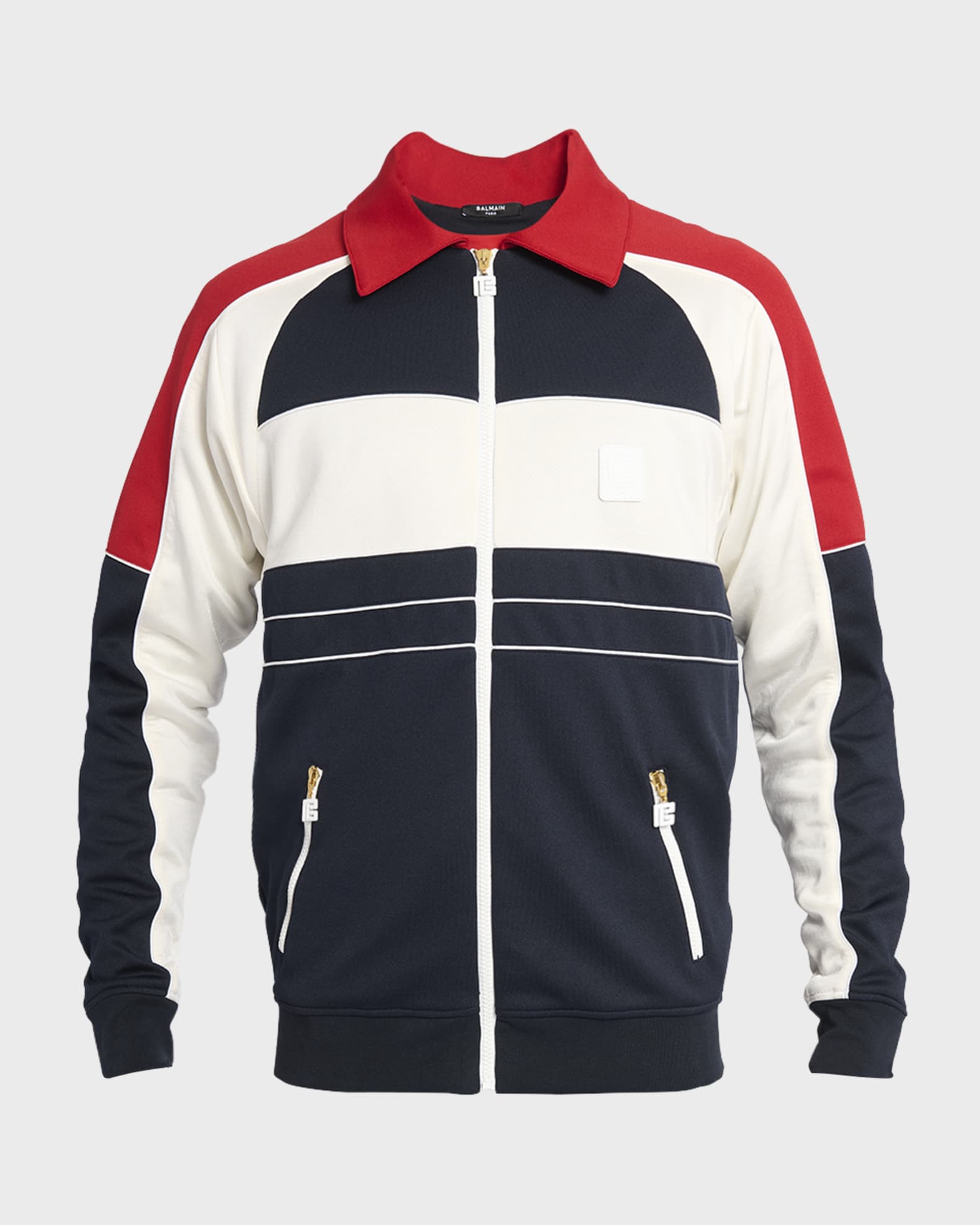 Balmain Men's Monogrammed Jersey Track Jacket