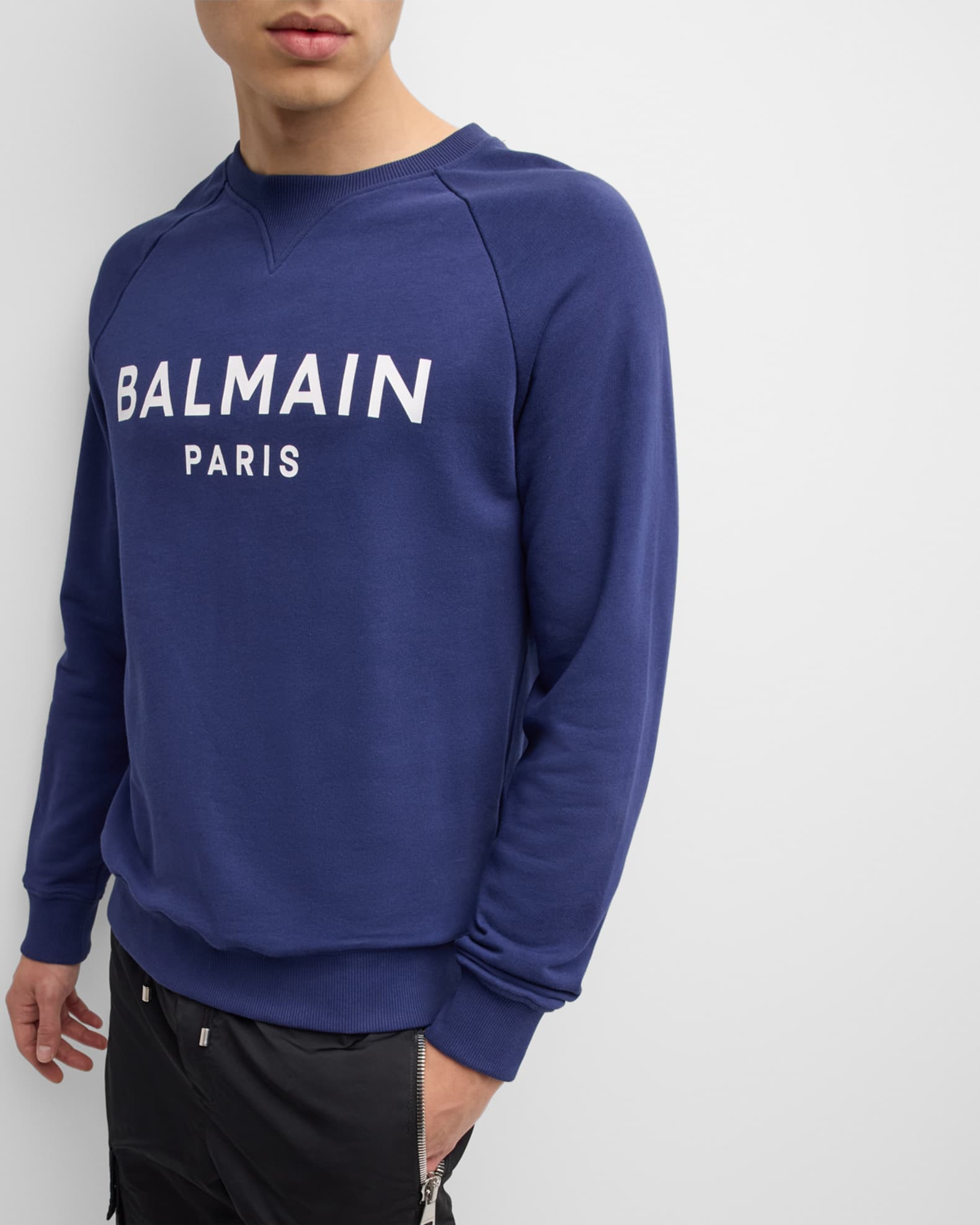 Balmain Men's Raglan Logo Sweatshirt | Neiman Marcus