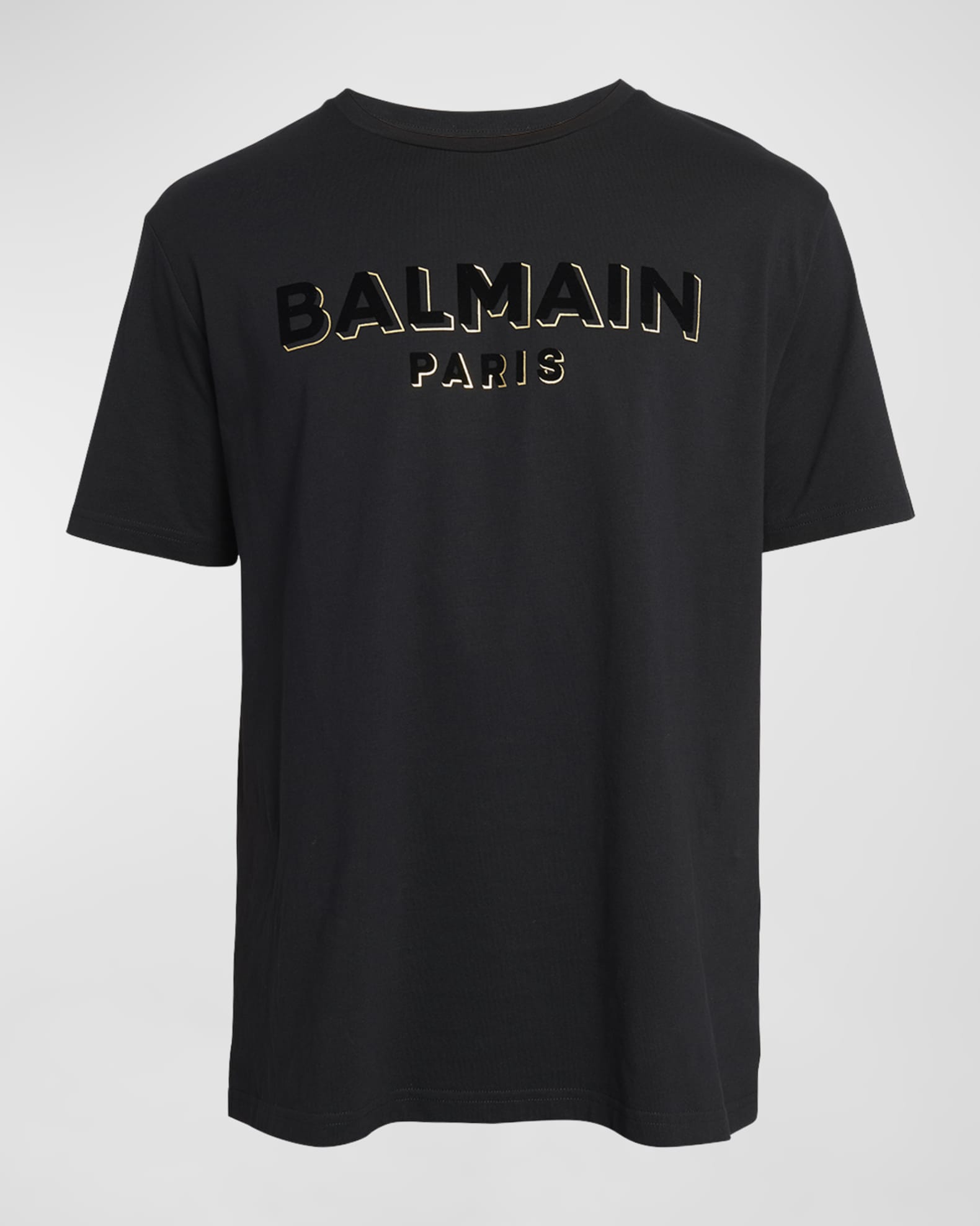 Flocked cotton t-shirt with small Balmain logo