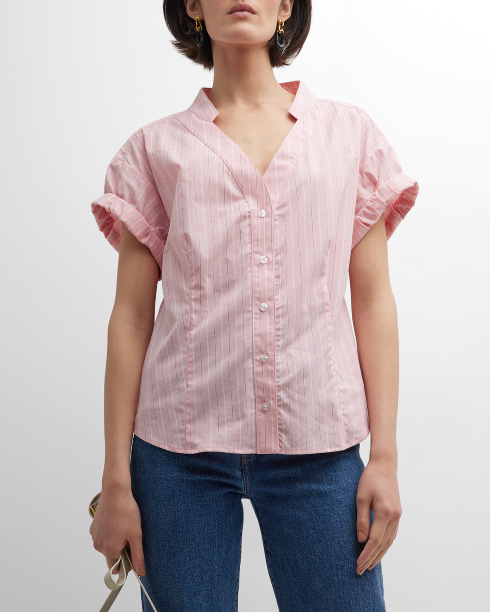 Diamond Stripe Short Sleeve Blouse main image 1