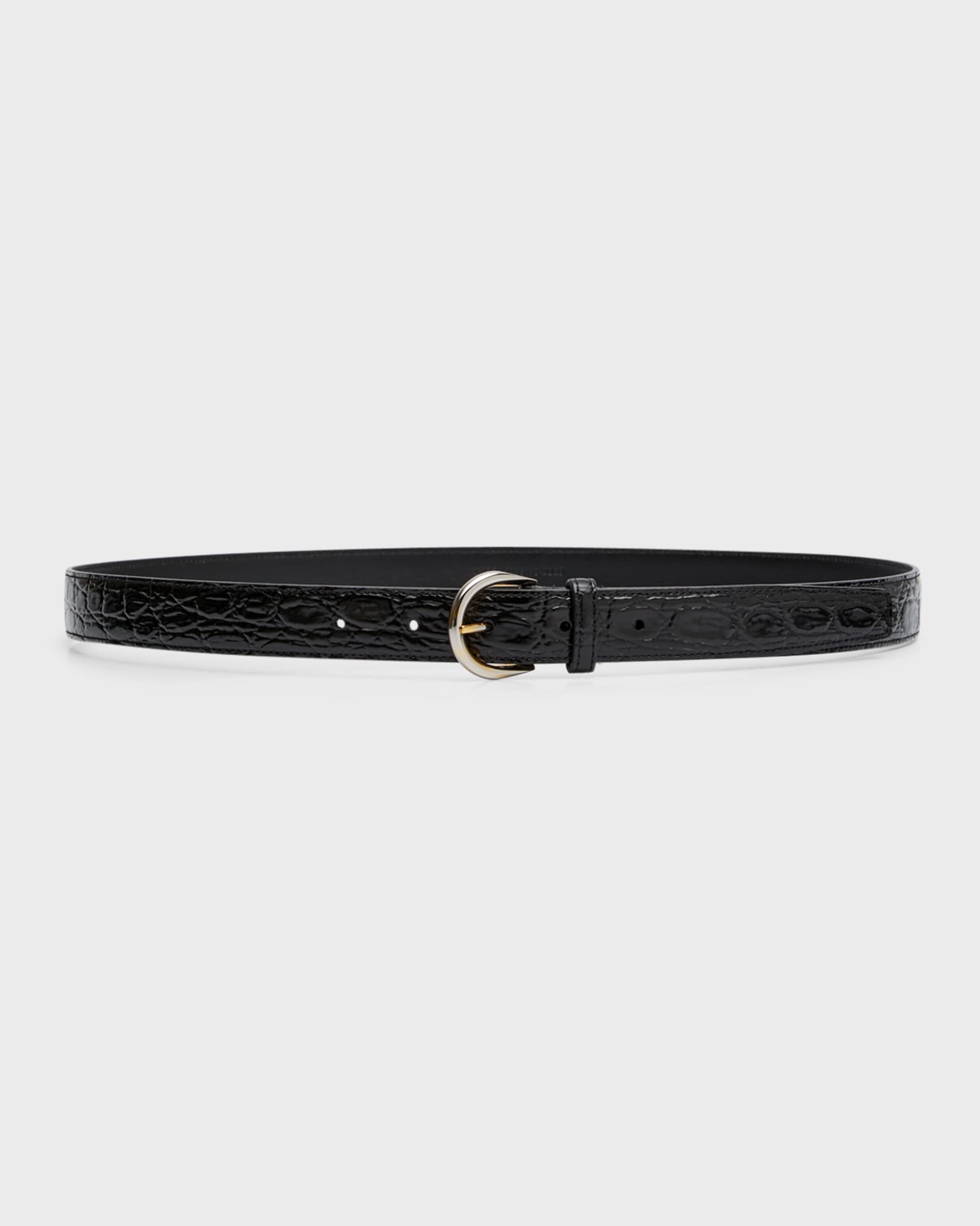 SAINT LAURENT Embellished textured-leather belt