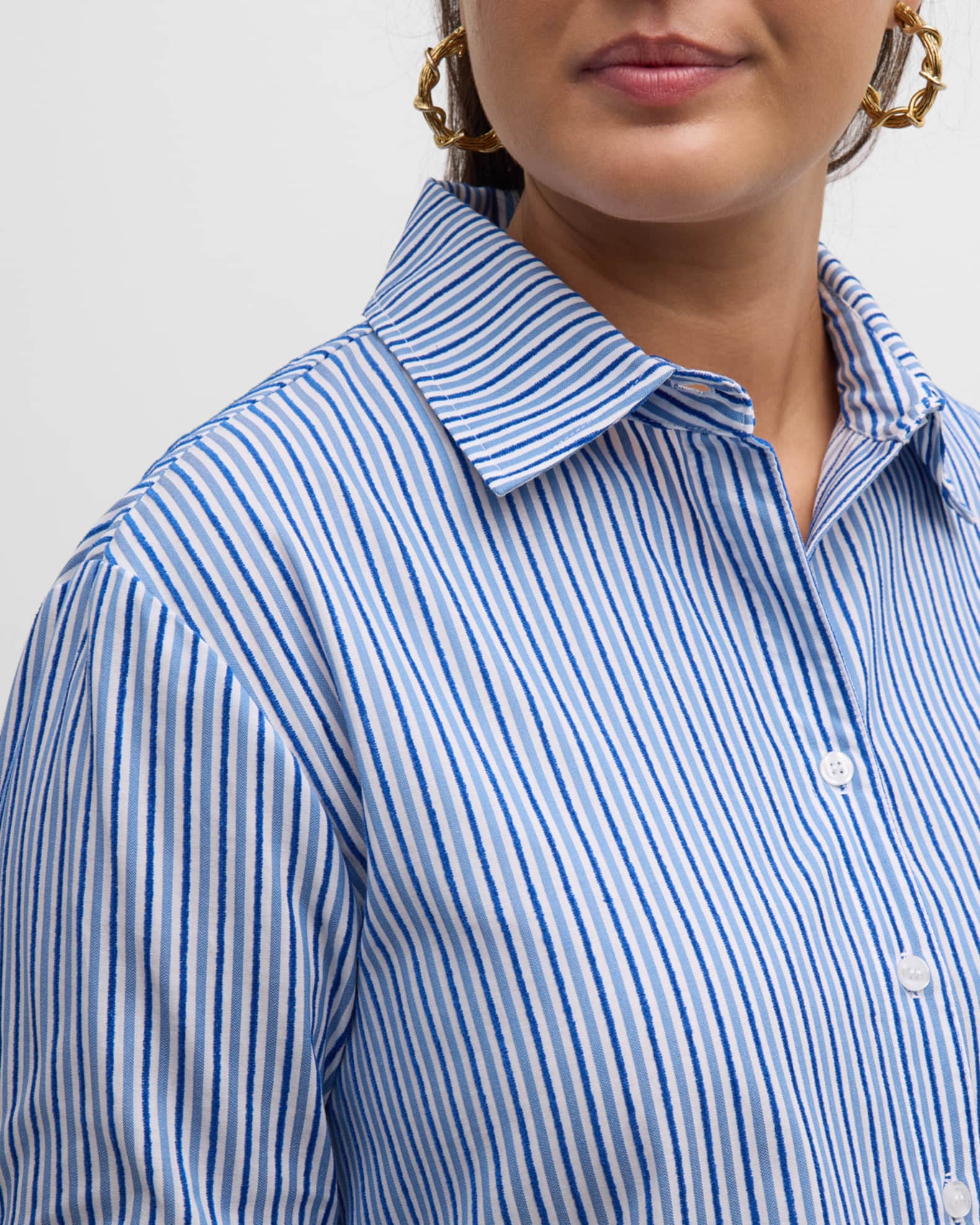 Finley Plus Size Striped Button-Down Shirt | Neiman Marcus