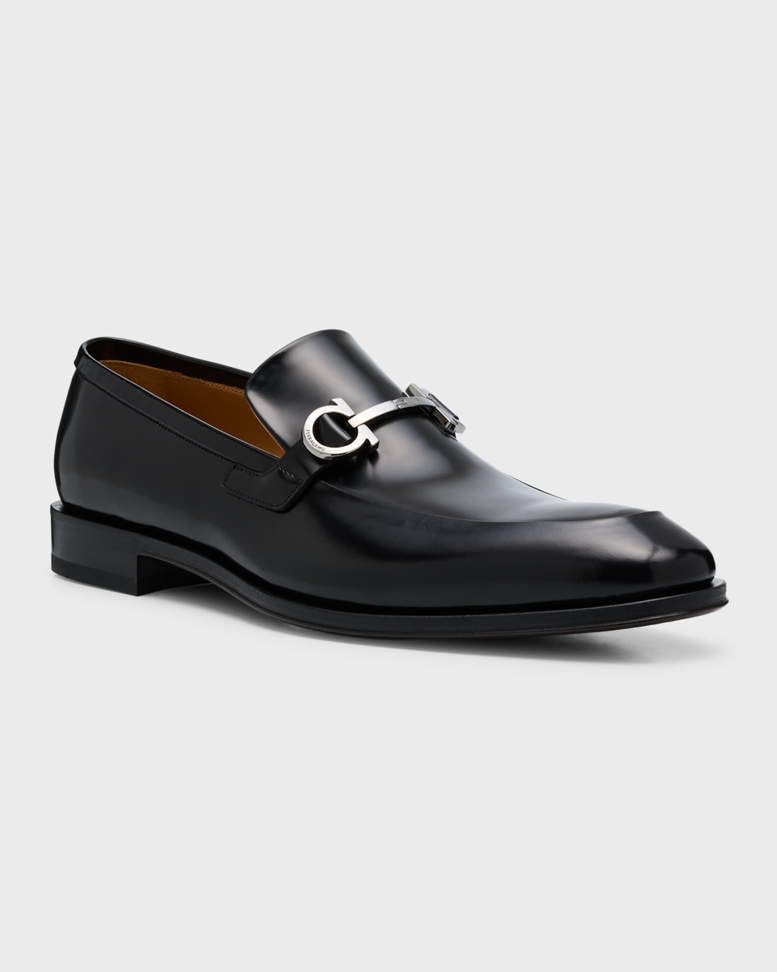Ferragamo Man Moccasin with Gancini Ornament Black Size 13