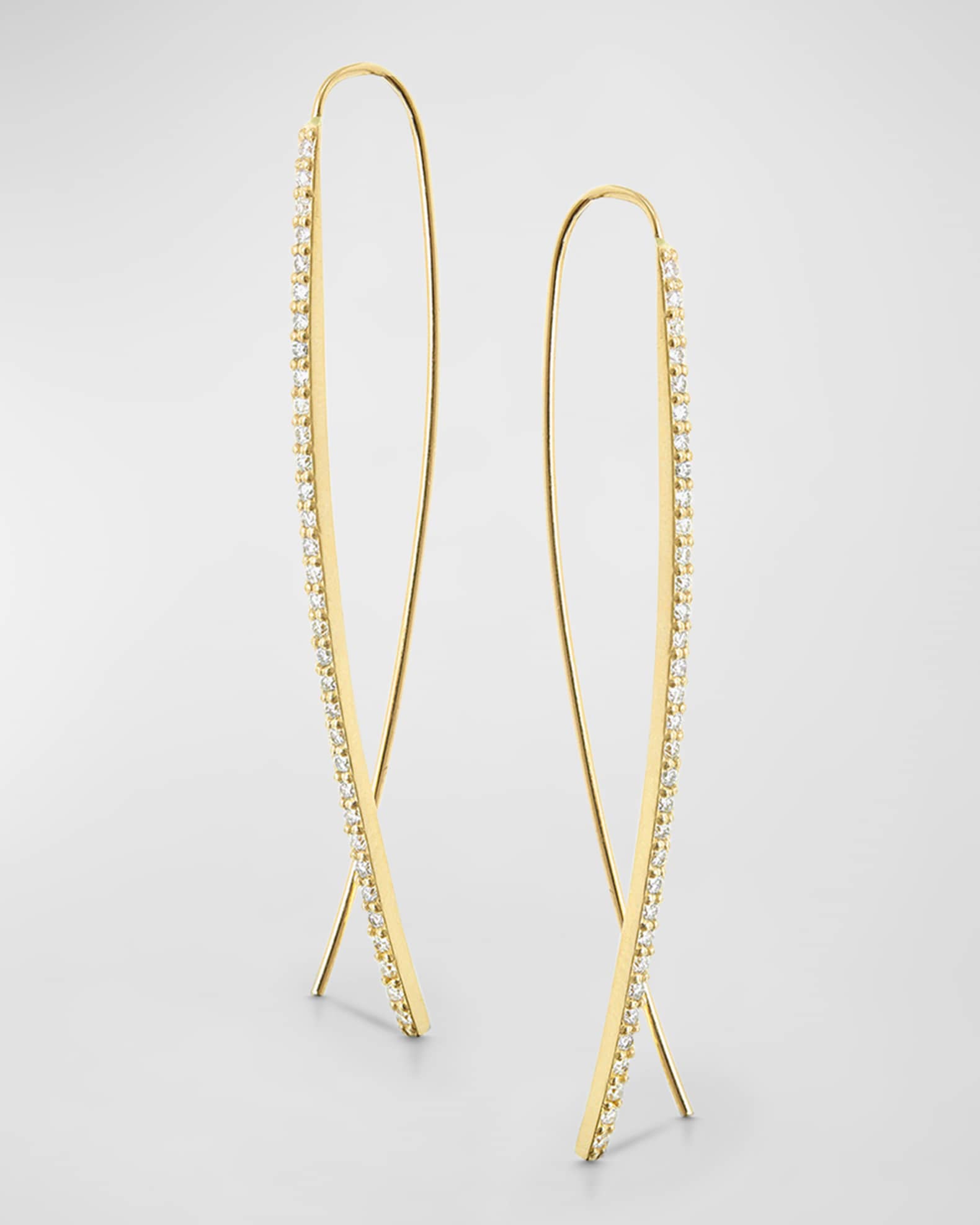 LANA 14K Gold Flawless Narrow Upside Down Diamond Hoop Earrings