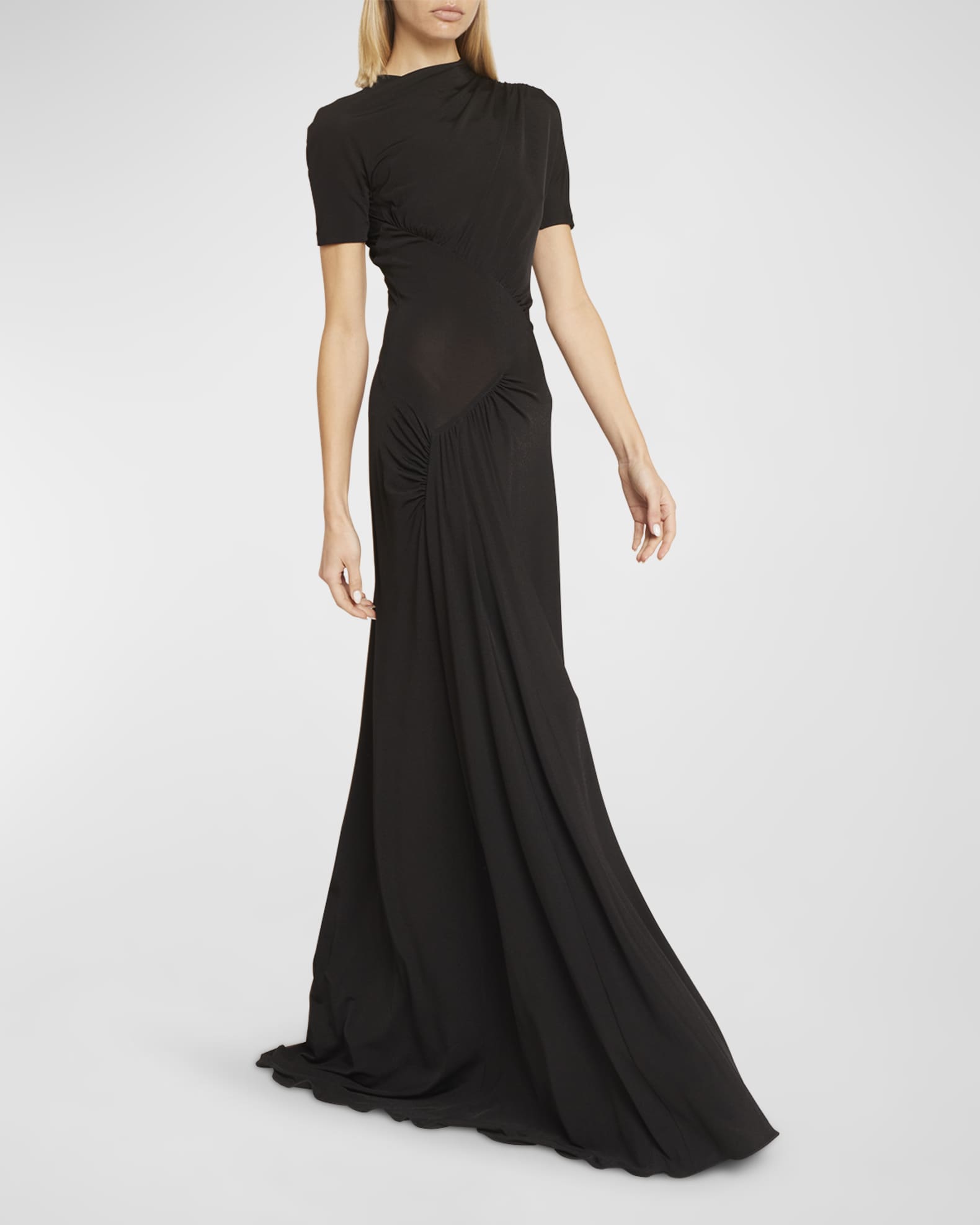 Givenchy Draped Jersey Gown with Sheer Inset Detail Neiman Marcus
