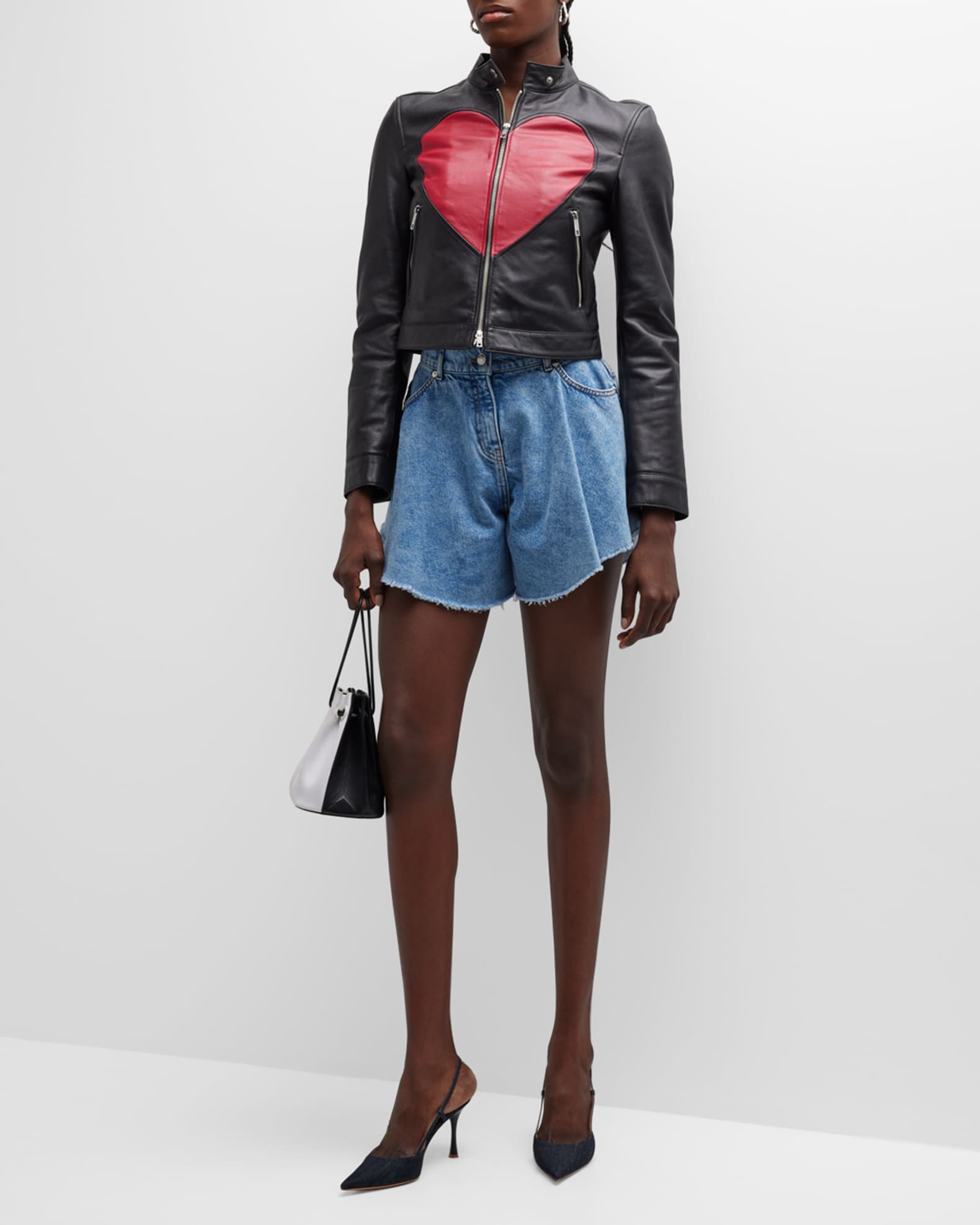 Moschino Jeans Recycled Denim Butterfly Shorts | Neiman Marcus