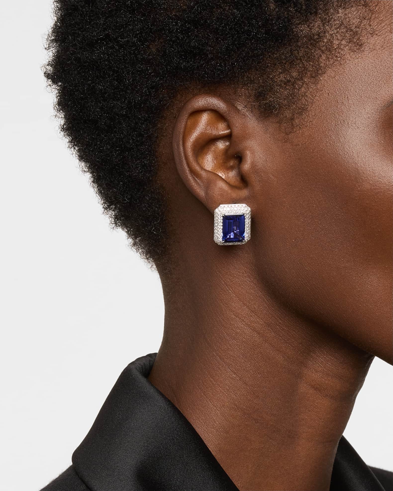 18K White Gold Tanzanite and Diamond Pave Earrings 1