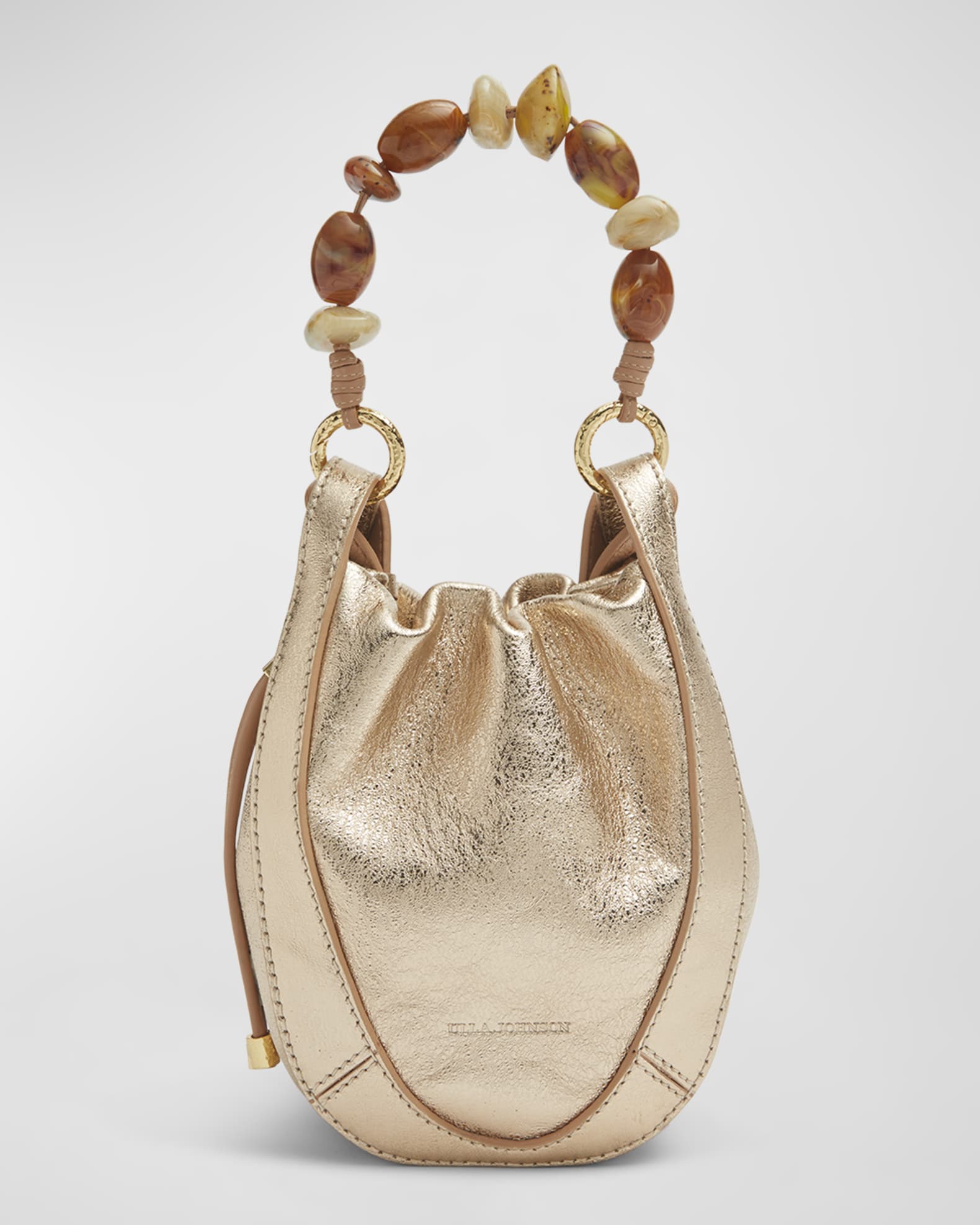 Ulla Johnson Lee Stone Metallic Pouch TopHandle Bag Neiman Marcus