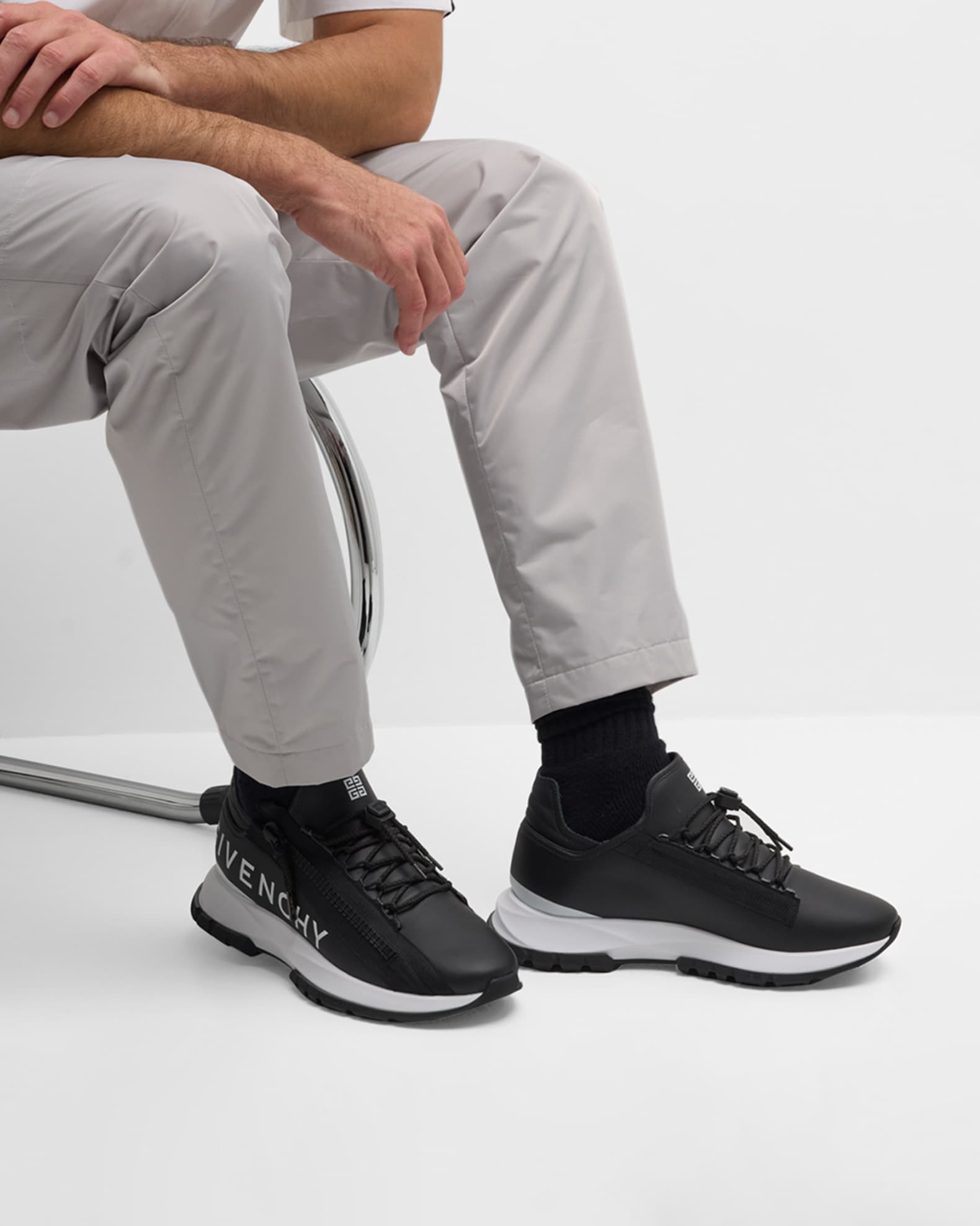 Men's Spectre Leather Side-Zip Runner Sneakers 1