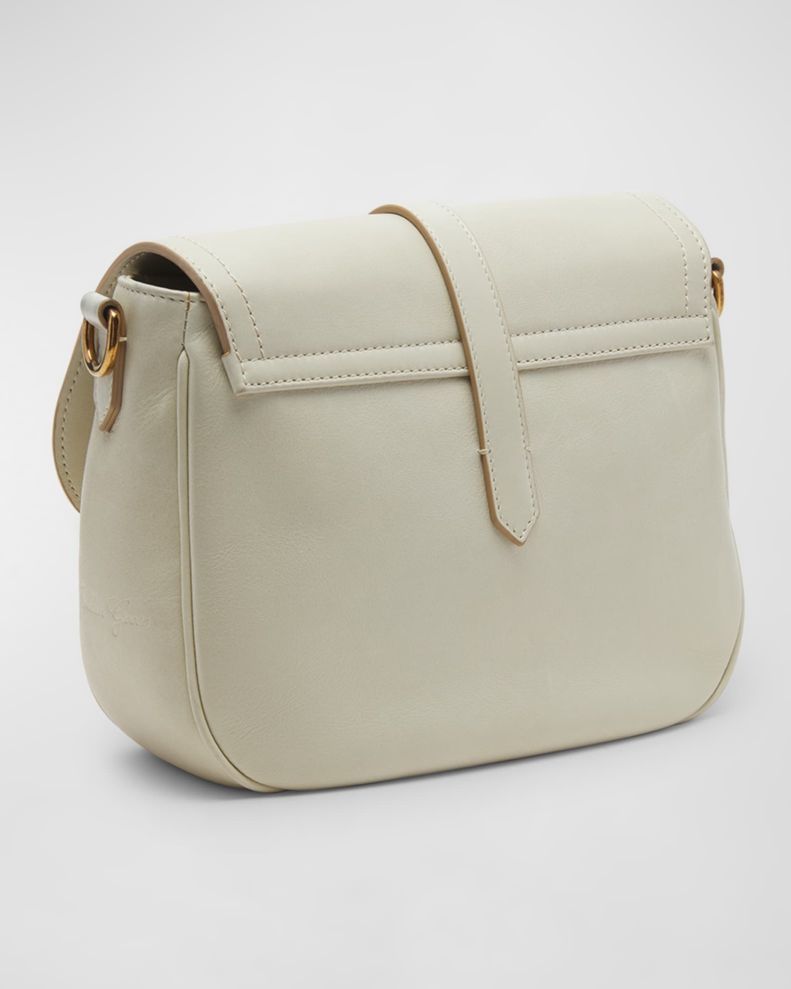 Medium Sally Bag in porcelain leather with buckle and contrasting