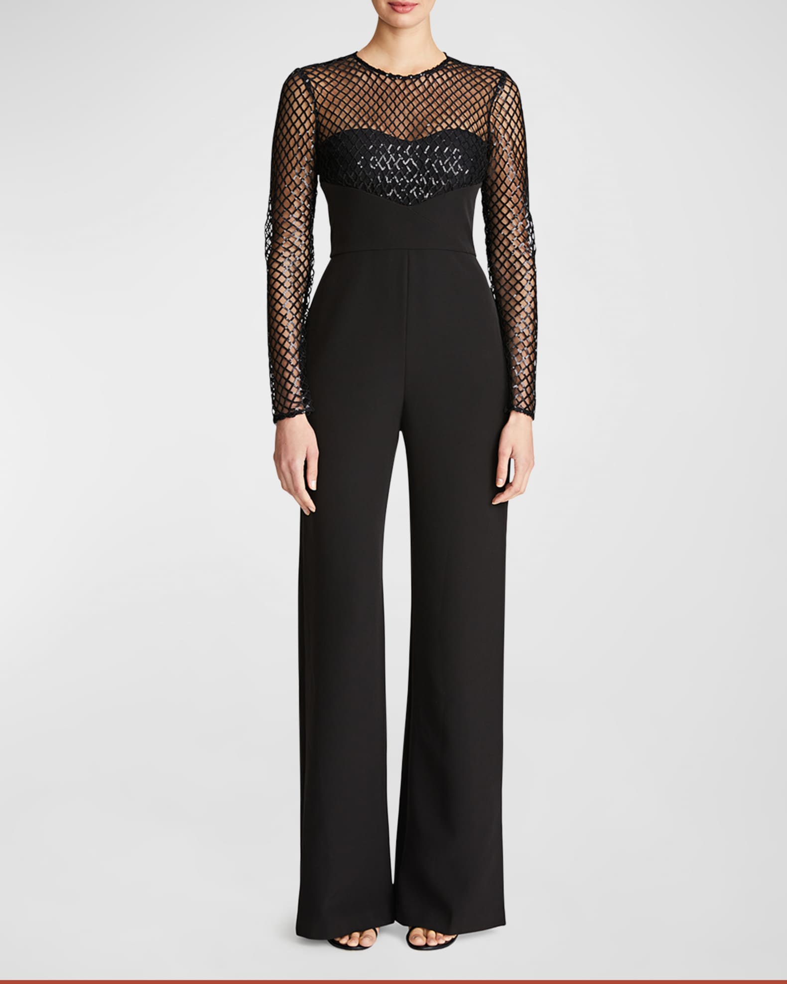Halston Jac StraightLeg Sequin Net Jumpsuit Neiman Marcus