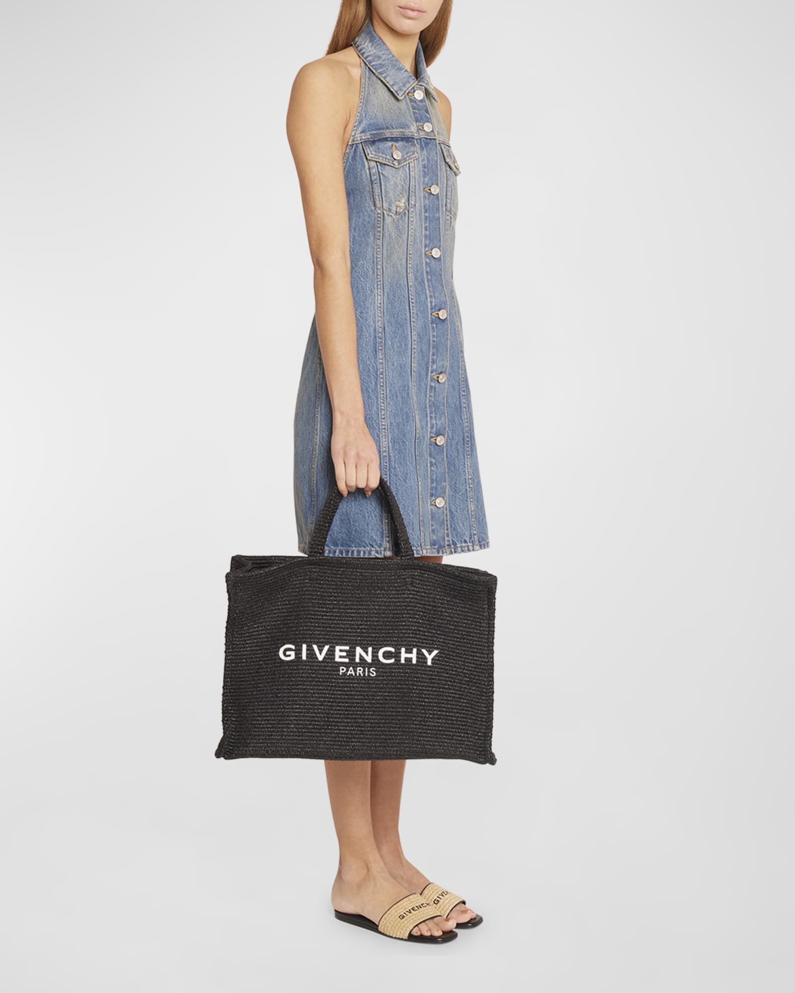 Givenchy Small Size Front Logo Tote Bag in White