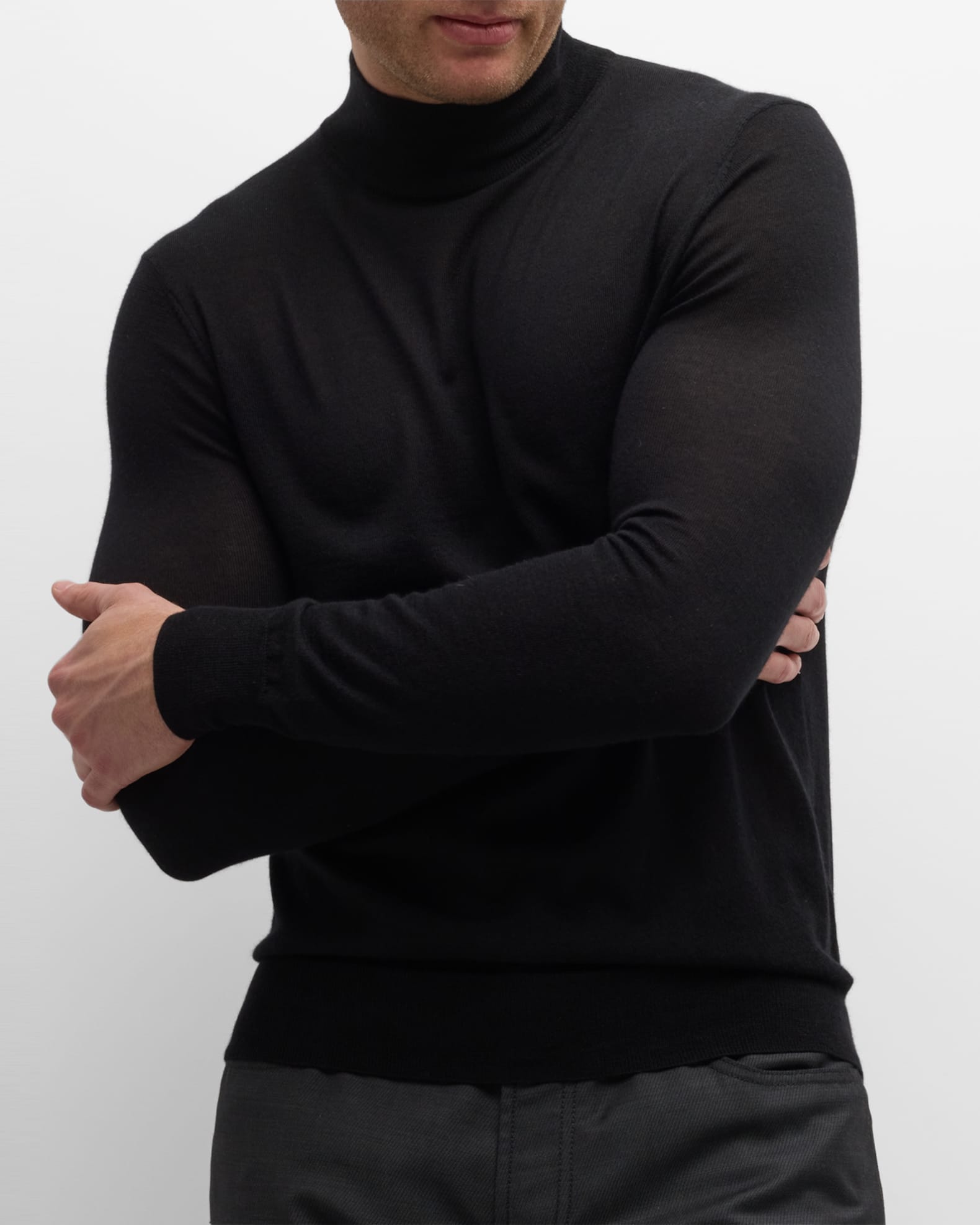 Neiman Marcus Men's Cashmere-Silk Mock Neck Sweater | Neiman Marcus
