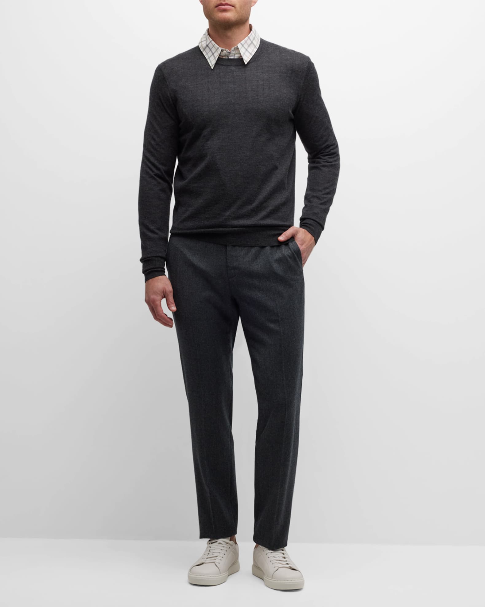 Neiman Marcus Men's CashmereSilk Crewneck Sweater Neiman Marcus