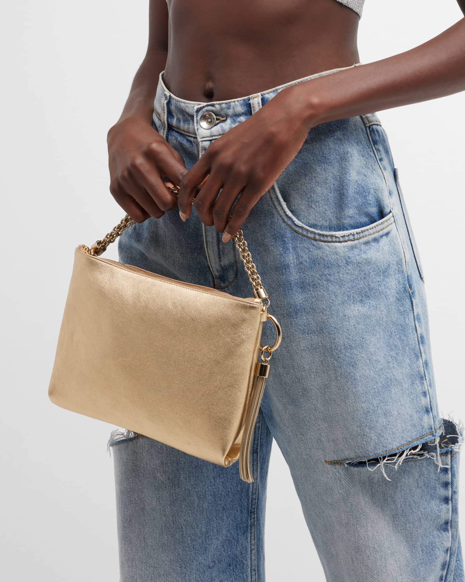 直営店‐Jimmy Choo‐ Callie チェーンショルダー Jimmy Choo Callie Metallic Chain Top-Handle Bag | Neiman Marcus