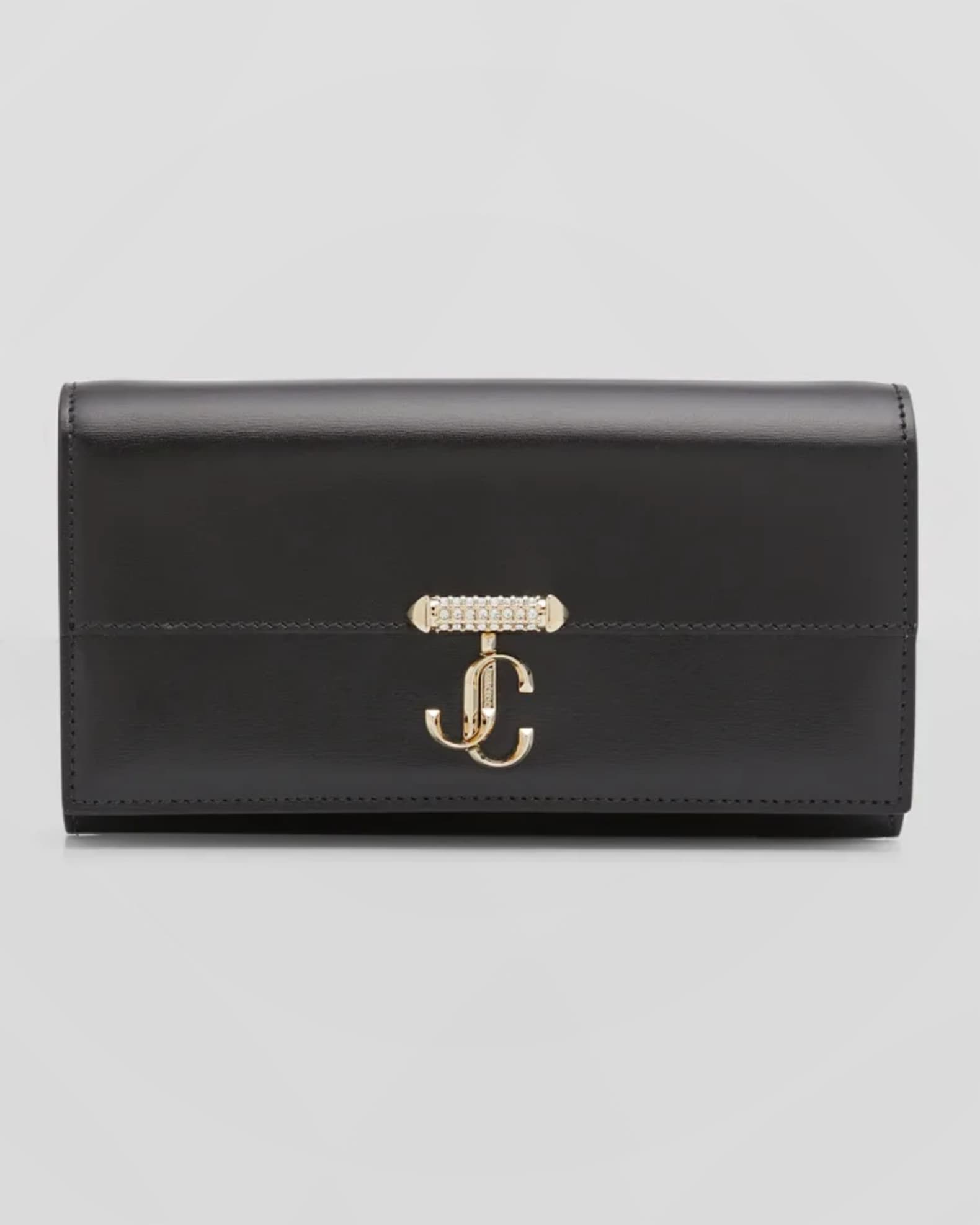 Jimmy Choo Varenne Leather Wallet with Embellished Strap | Neiman Marcus