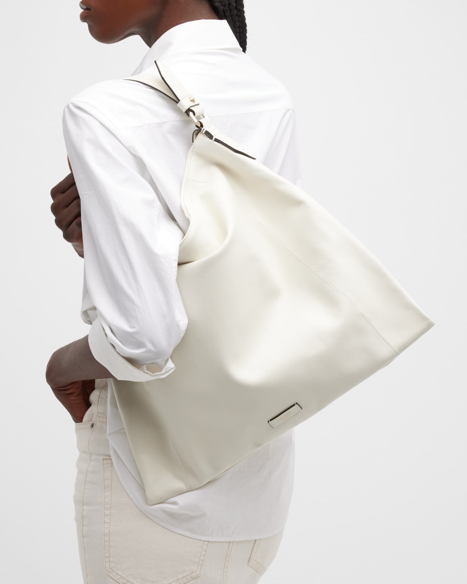 Ana Zip Leather Hobo Bag