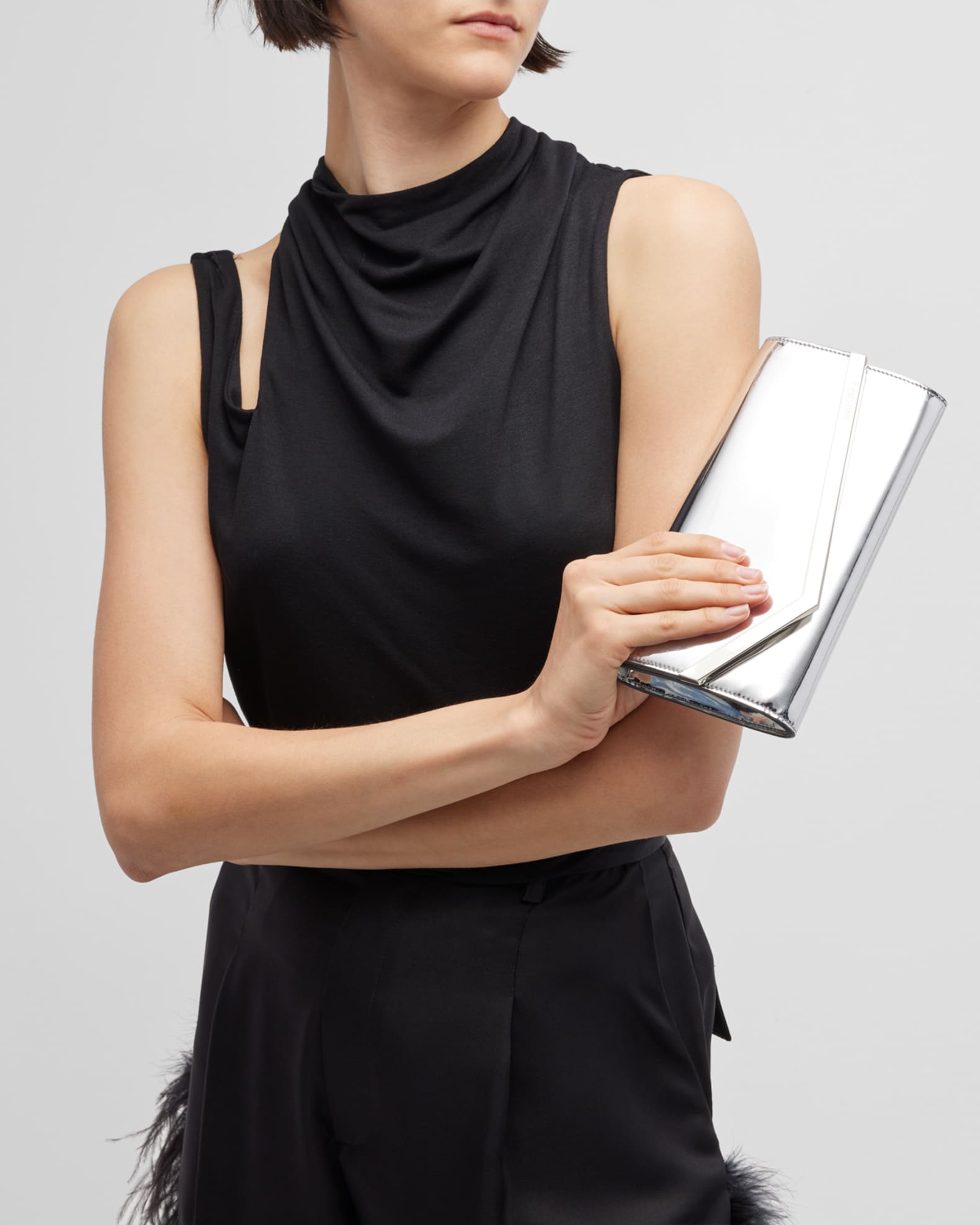 エミコ Emmie Metallic Leather Clutch Bag | Neiman Marcus