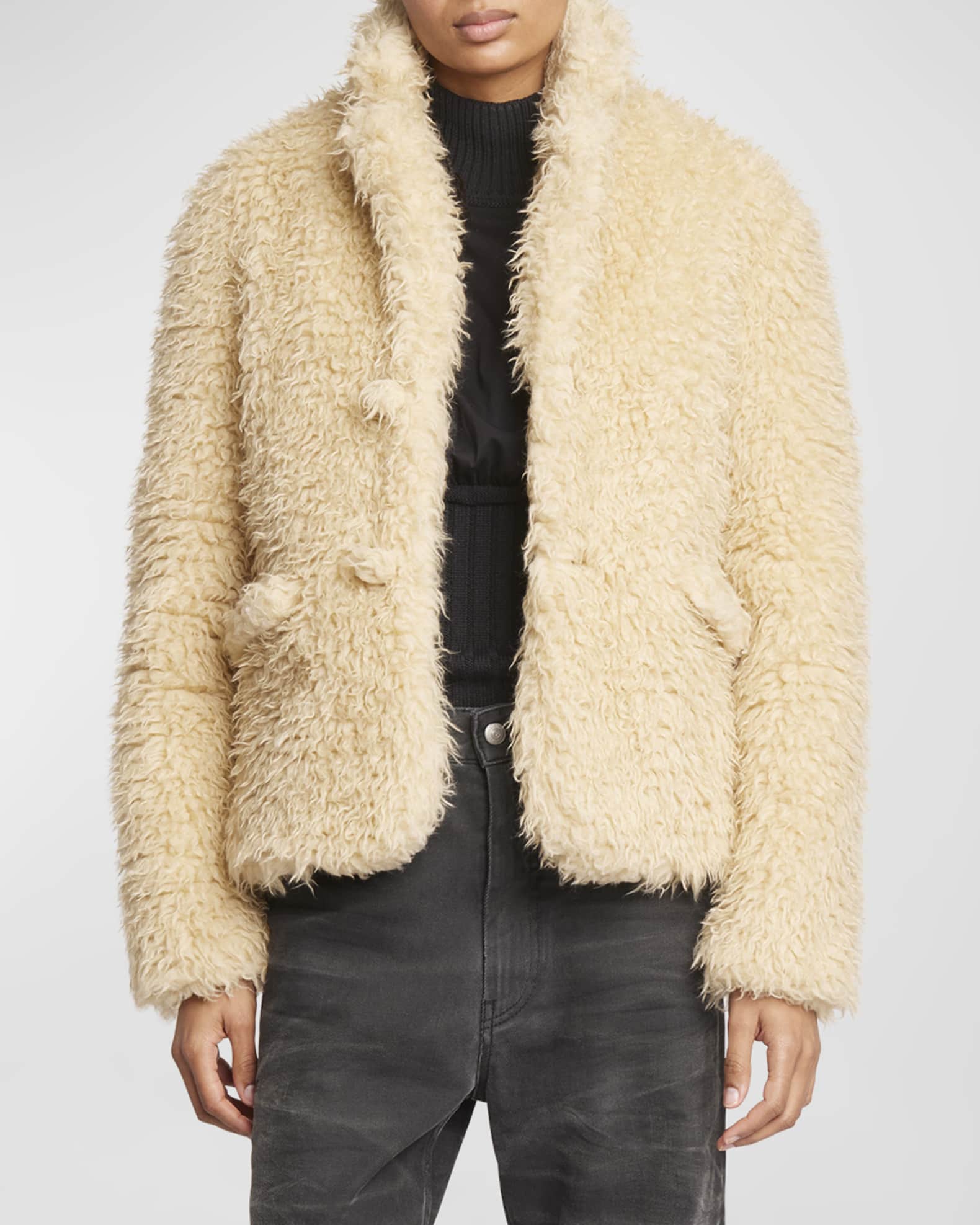 MM6 Maison Margiela Fuzzy Faux-Shearling Jacket | Neiman Marcus