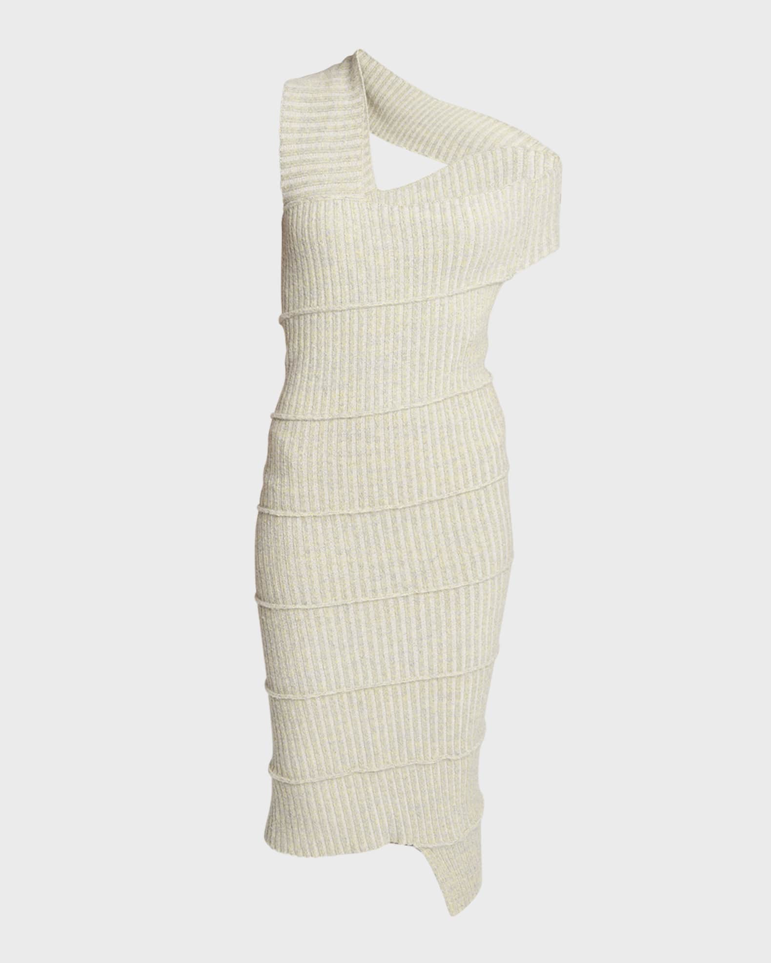 MM6 Maison Margiela Rib-Knit Asymmetric Midi Dress | Neiman Marcus