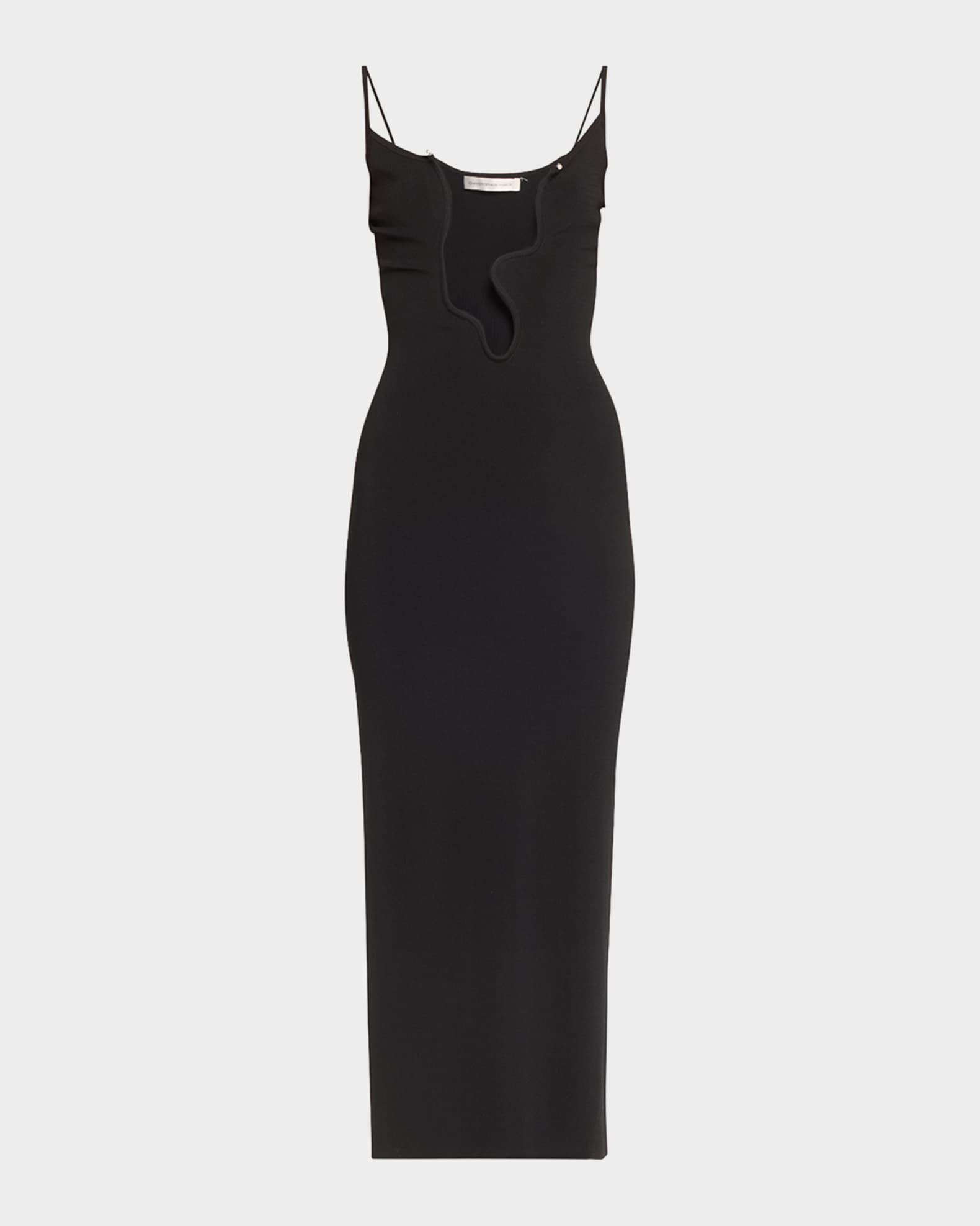 Salacia Plunging Wavy U-Ring Sleeveless Maxi Dress 0