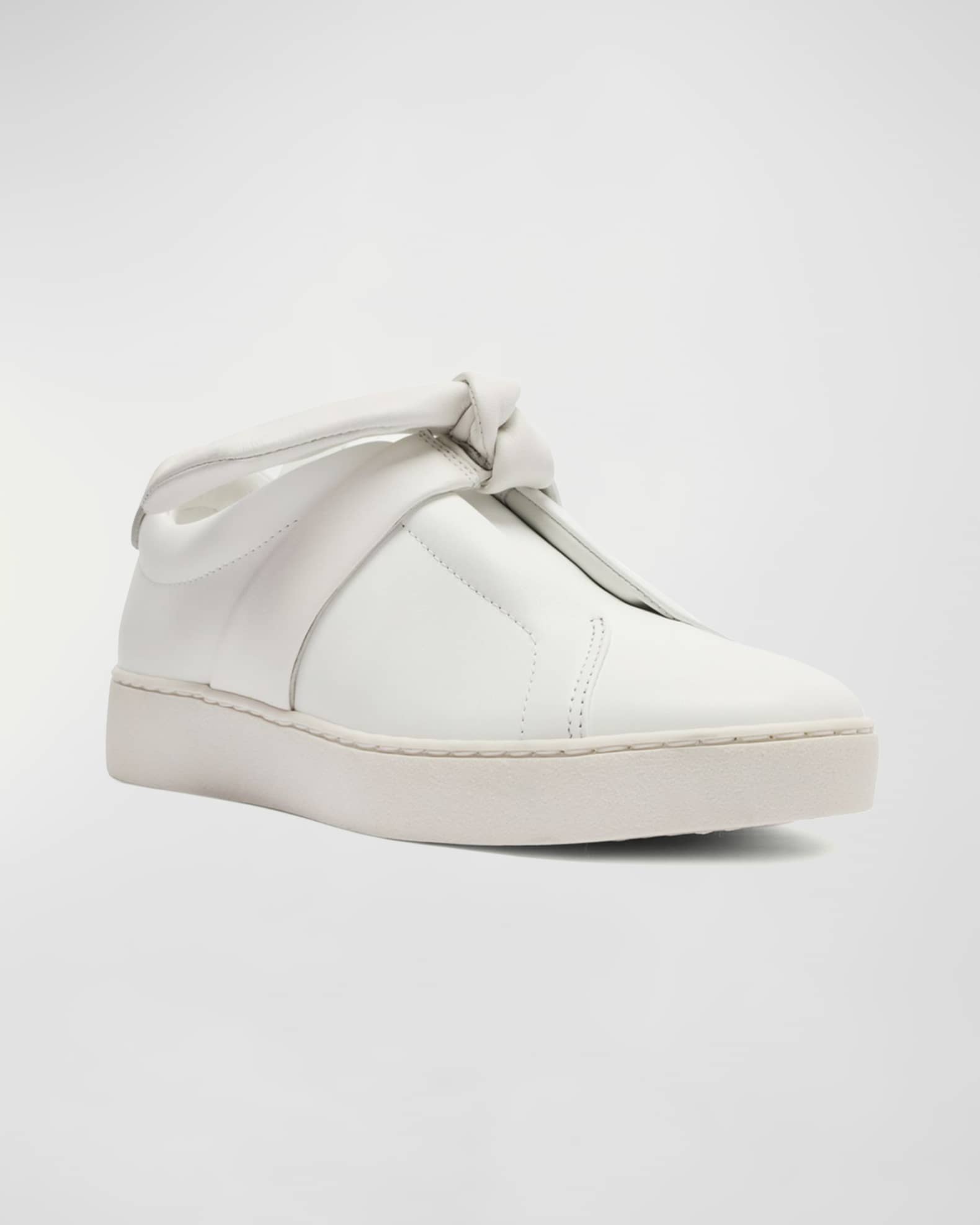 Alexandre Birman Clarita Leather Bow Slip-On Sneakers