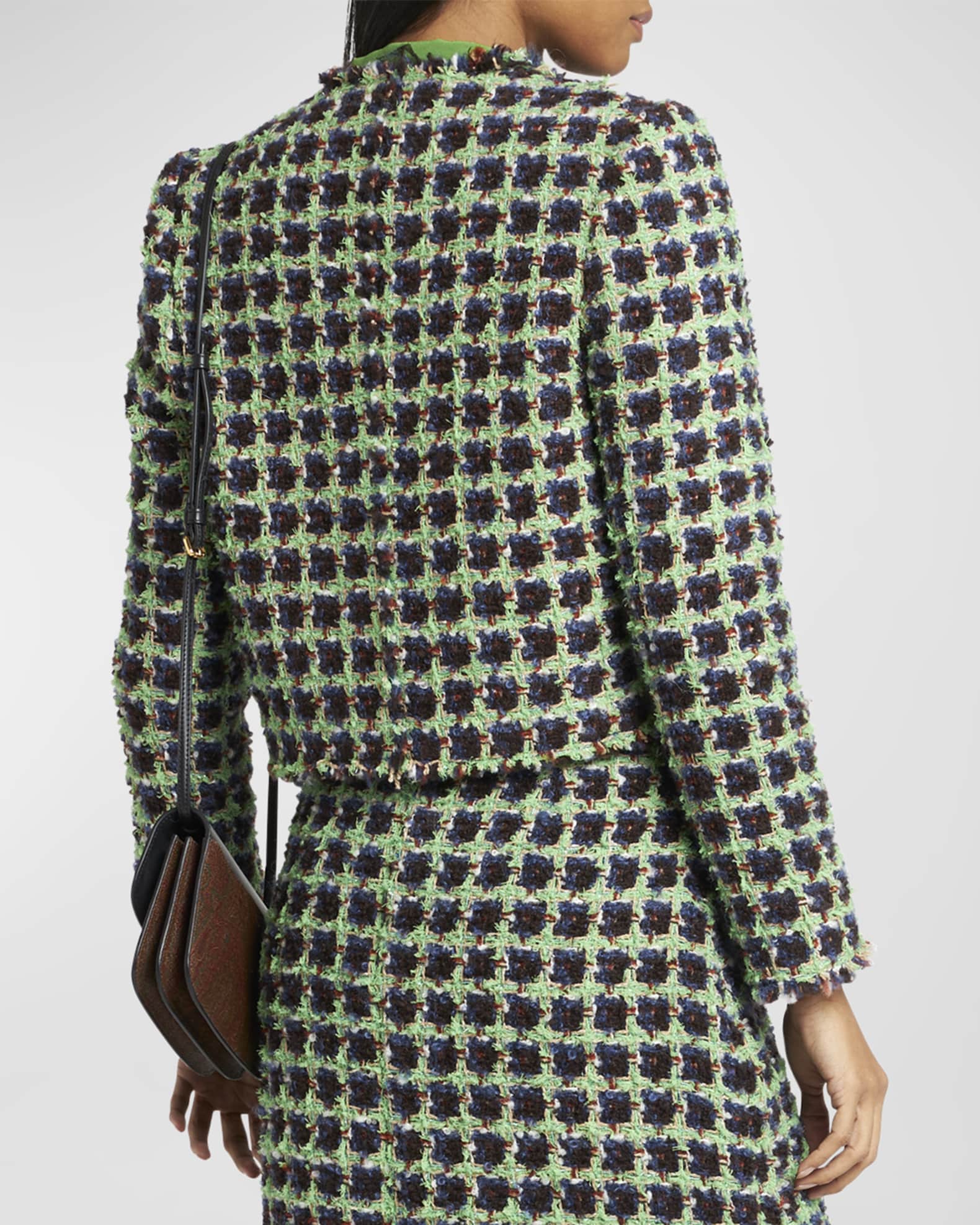 Etro Women's Tweed Check Jacket - Green - Size 6