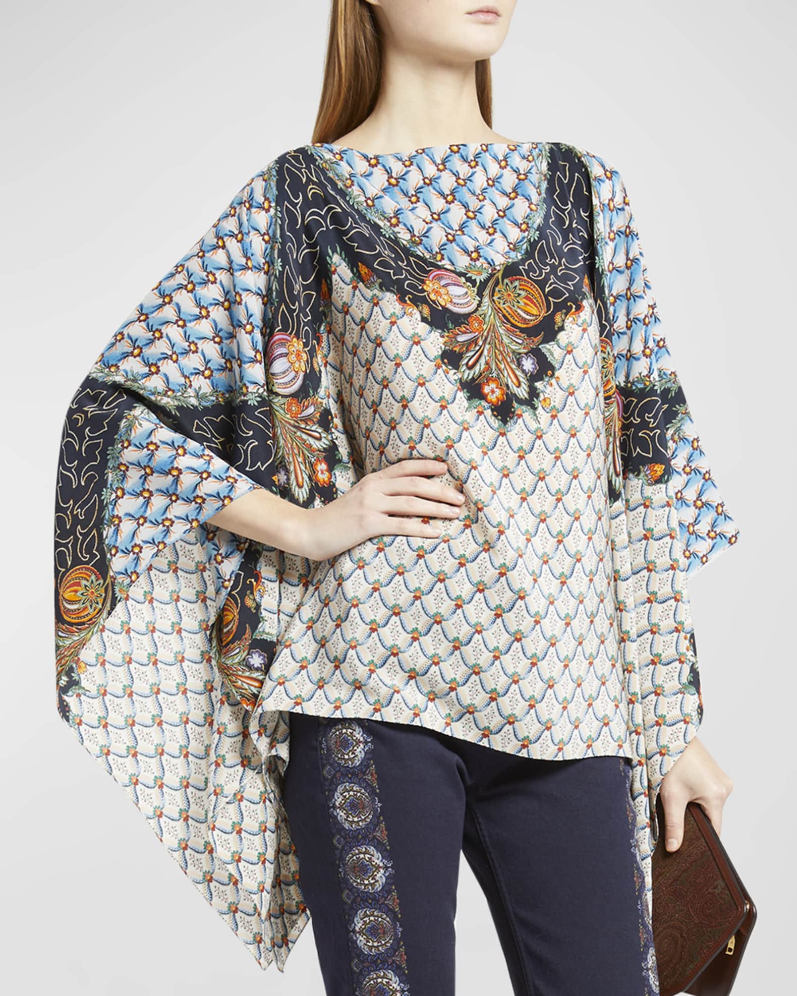 Mix Poncho Dress Silk Cotton Kibiso
