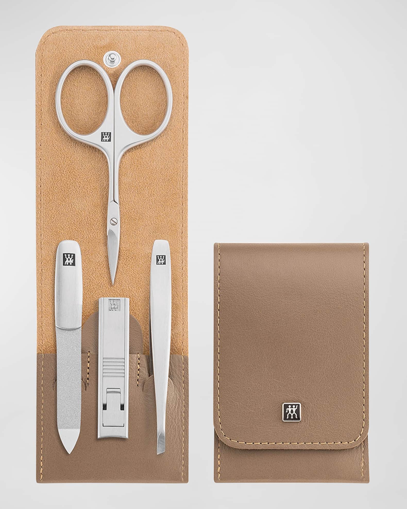 Premium 5-Piece Taupe Leather Nail Case Set 0