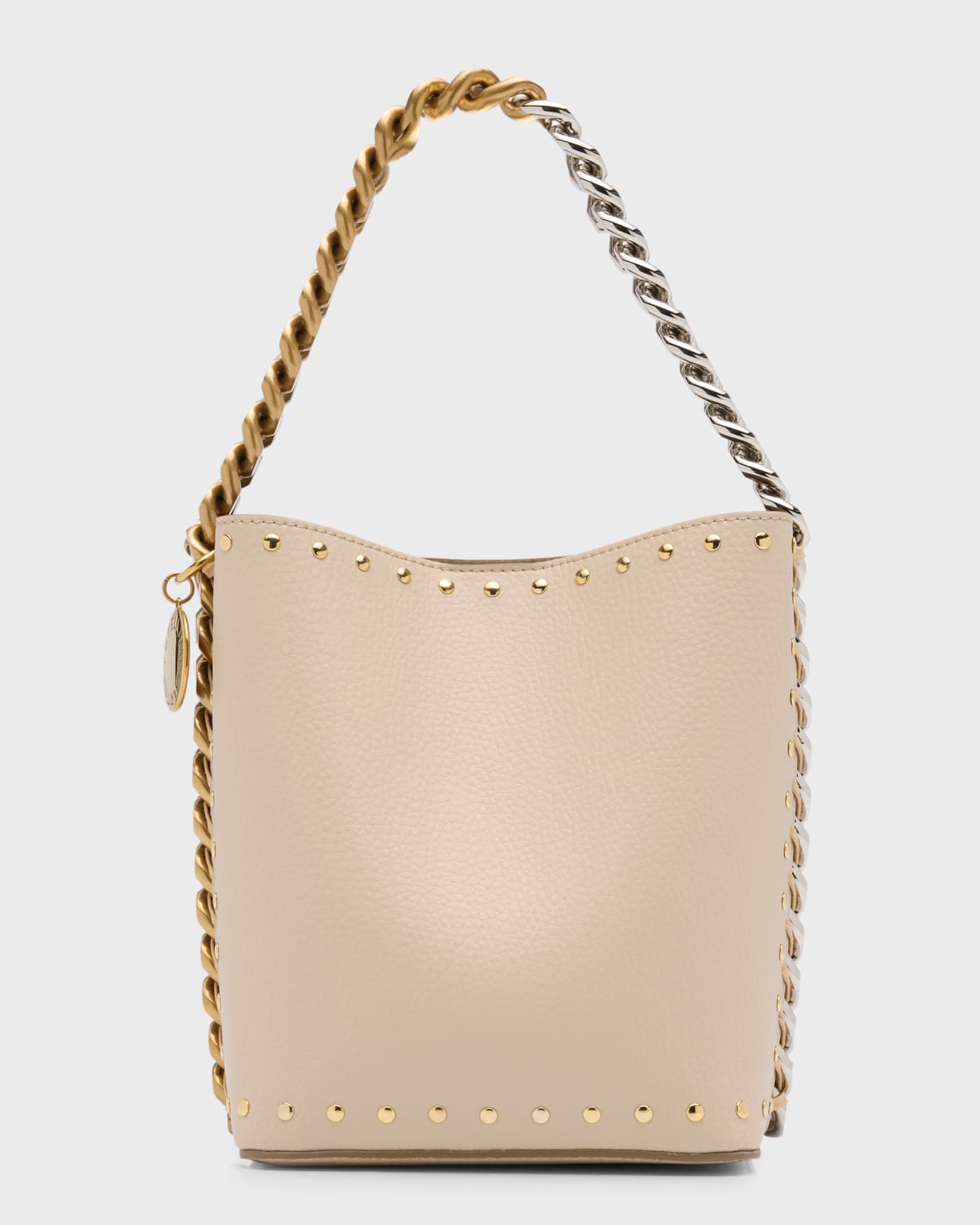 Stella McCartney Frayme Studded Two Tone Vegan Leather Bucket Bag Neiman Marcus