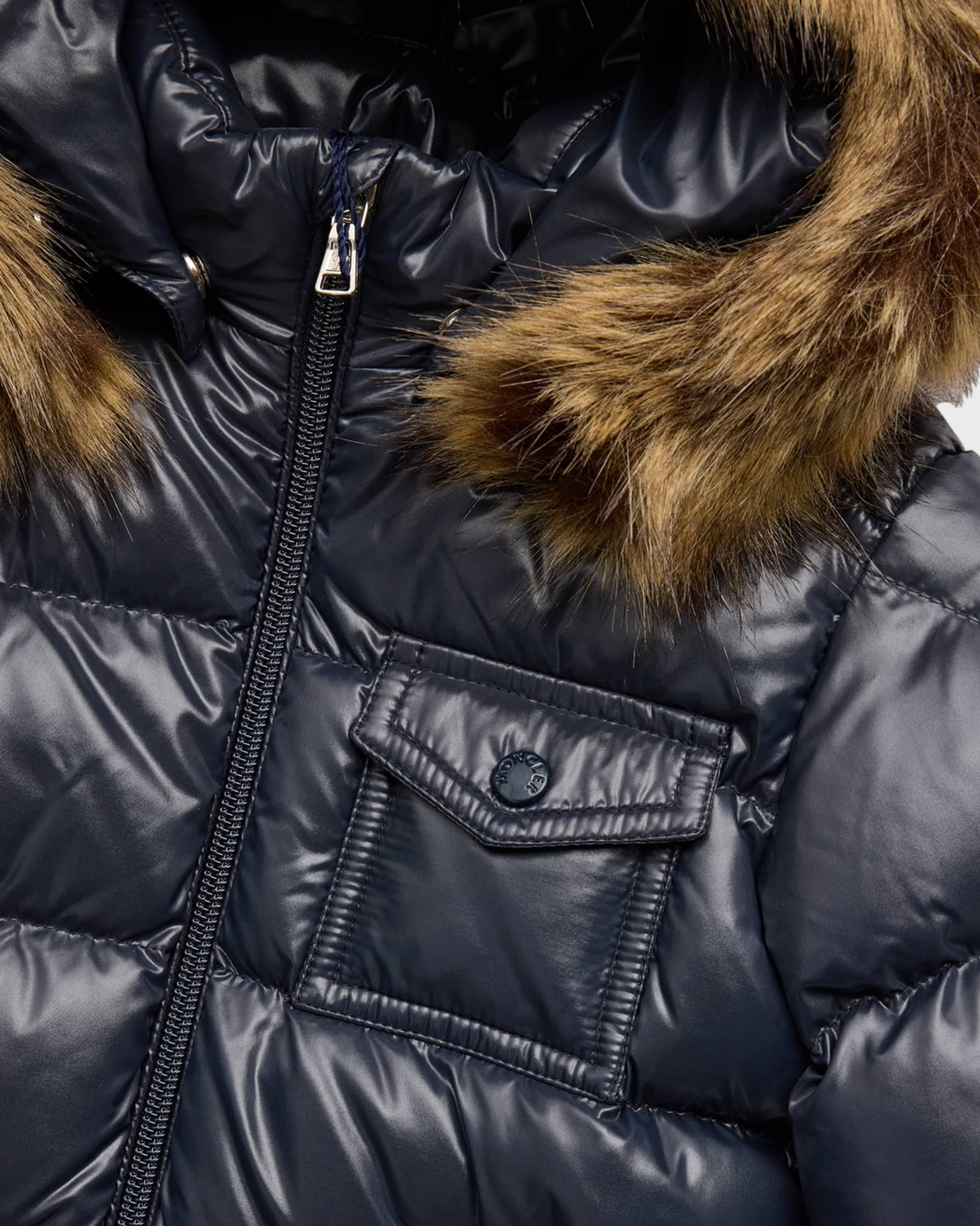 Kid s Quilted Puffer Faux Fur Jacket Size 3M 3