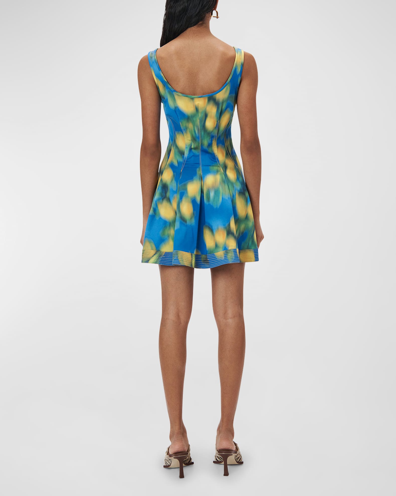 SIMKHAI Cloe Citrus Abstract-Print Mini Dress | Neiman Marcus