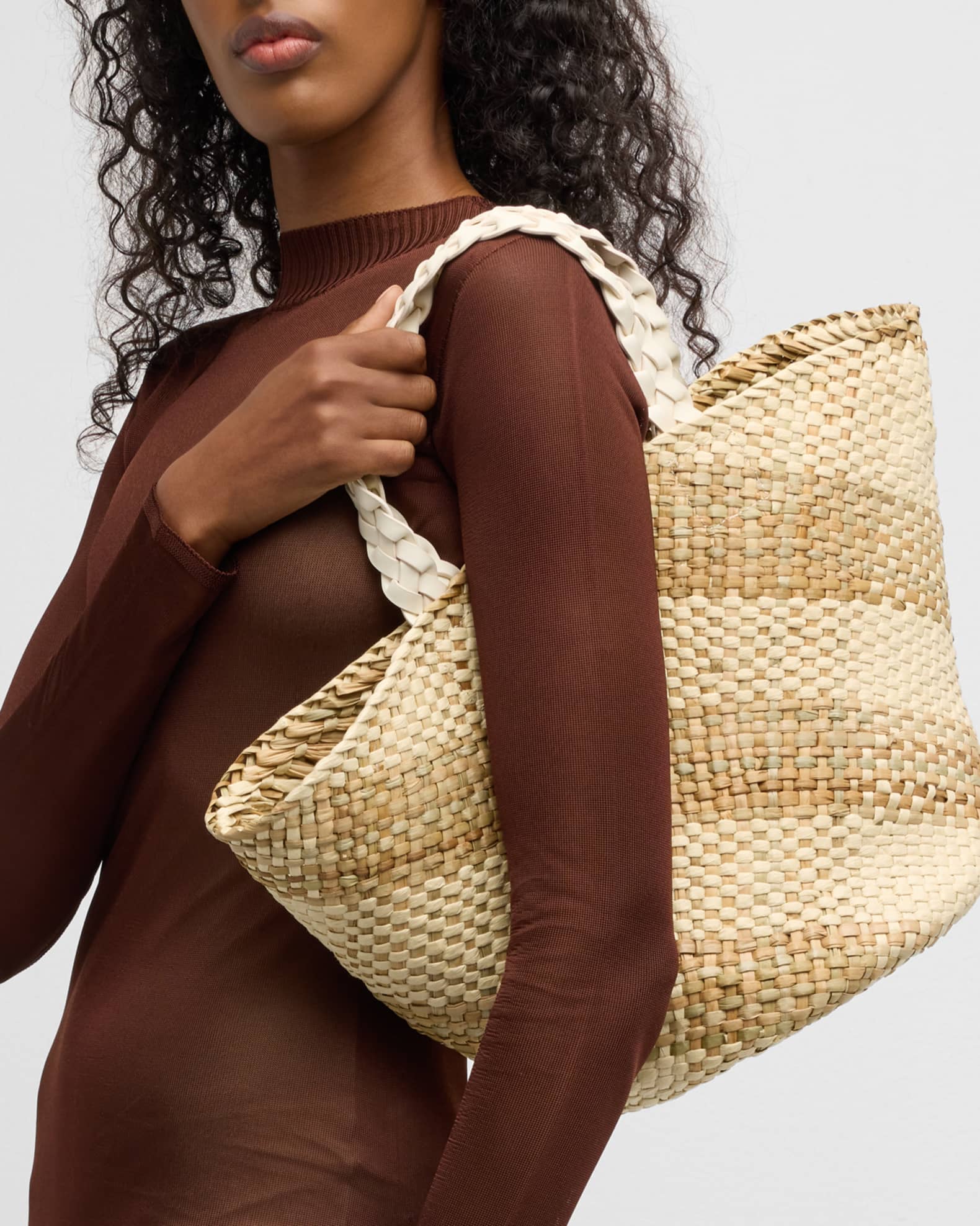 BTB Los Angeles Frankie Crisscross Straw Tote Bag Neiman Marcus